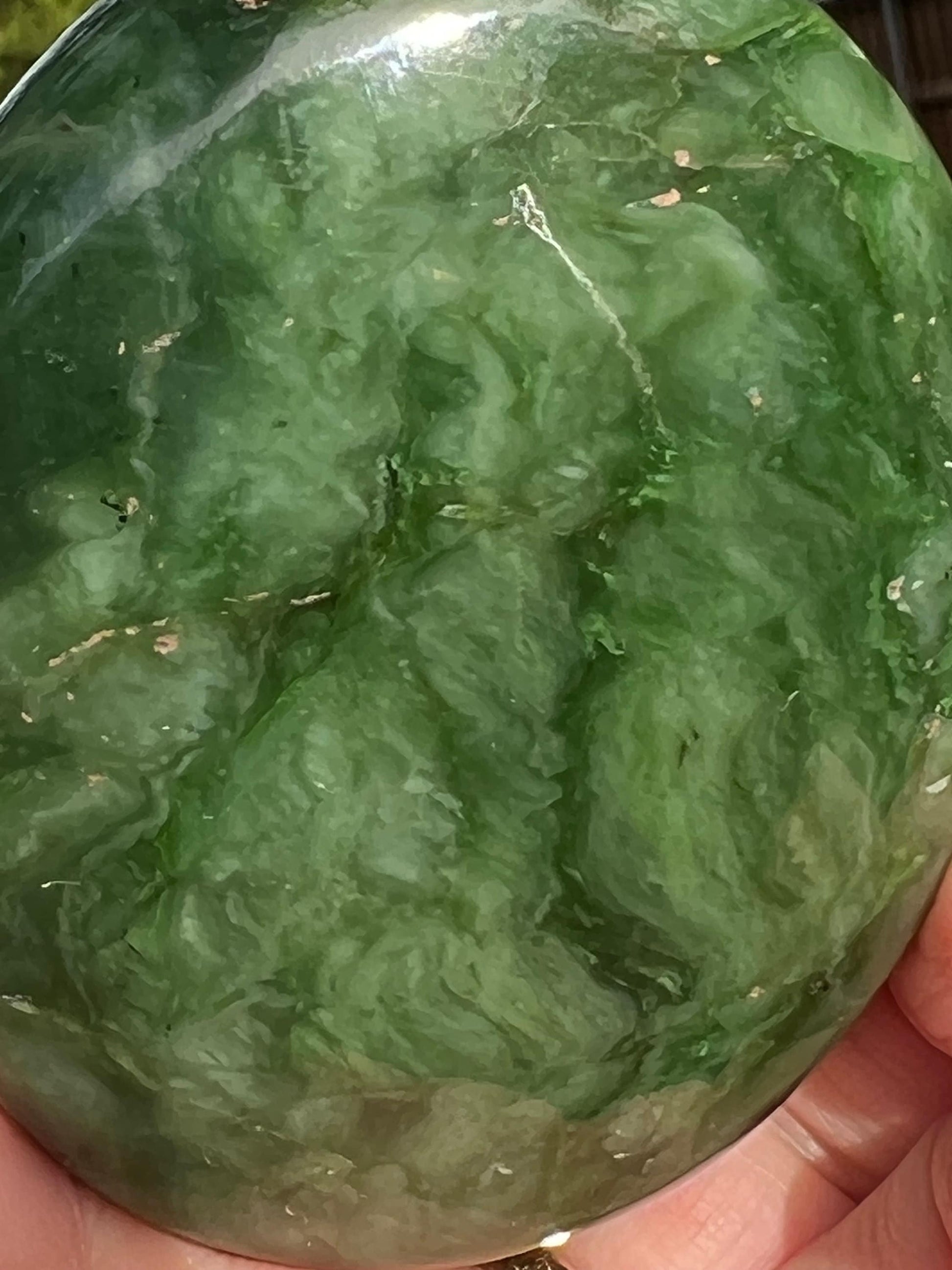 Nephrite Jade Palm Stone, Exquisite, approx 2.5”, gift, new in shop, healing crystals