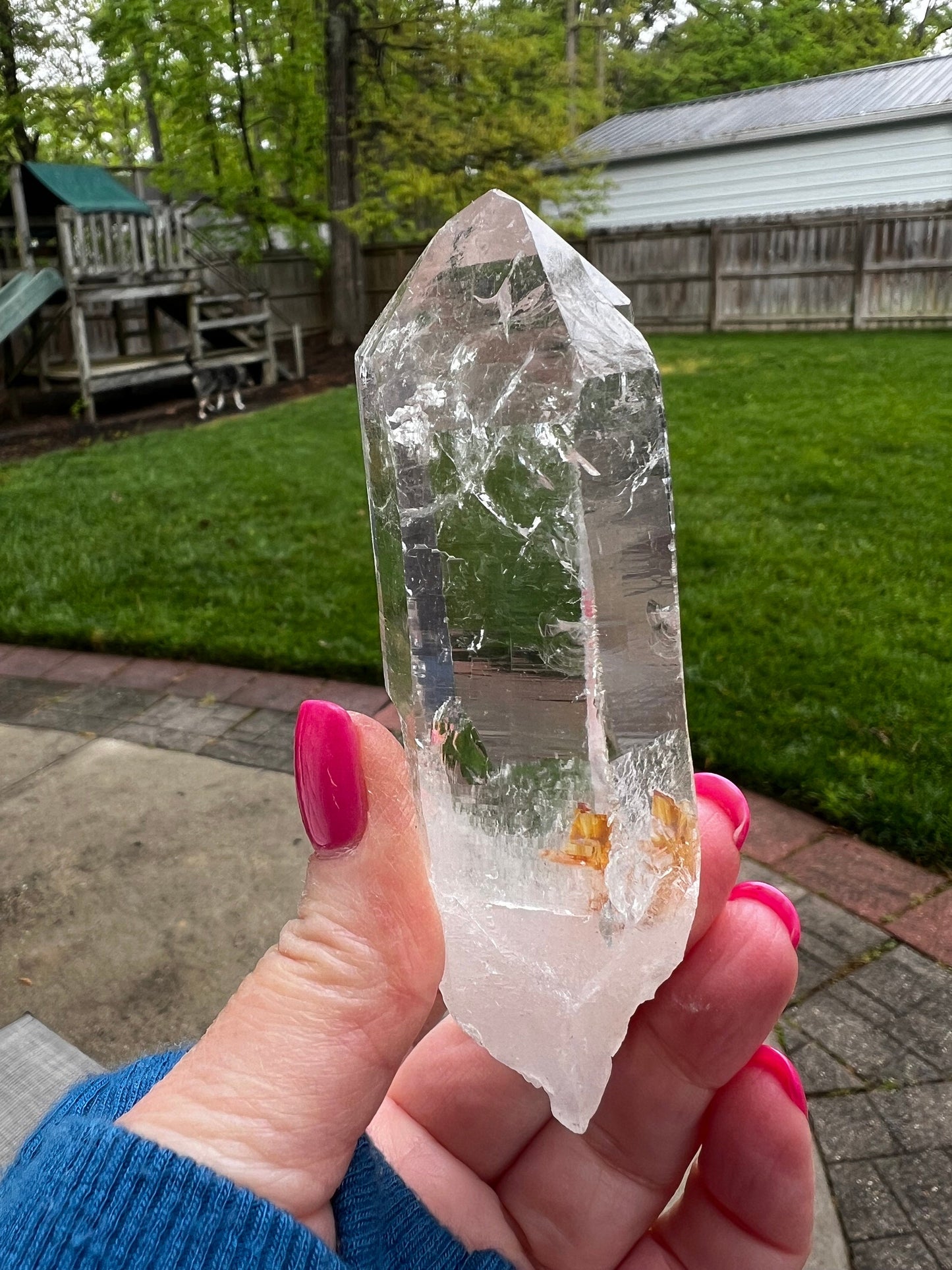 Lemurian Cathedral polished wand, new, fine Lemurian healing magick crystal, 3.8”