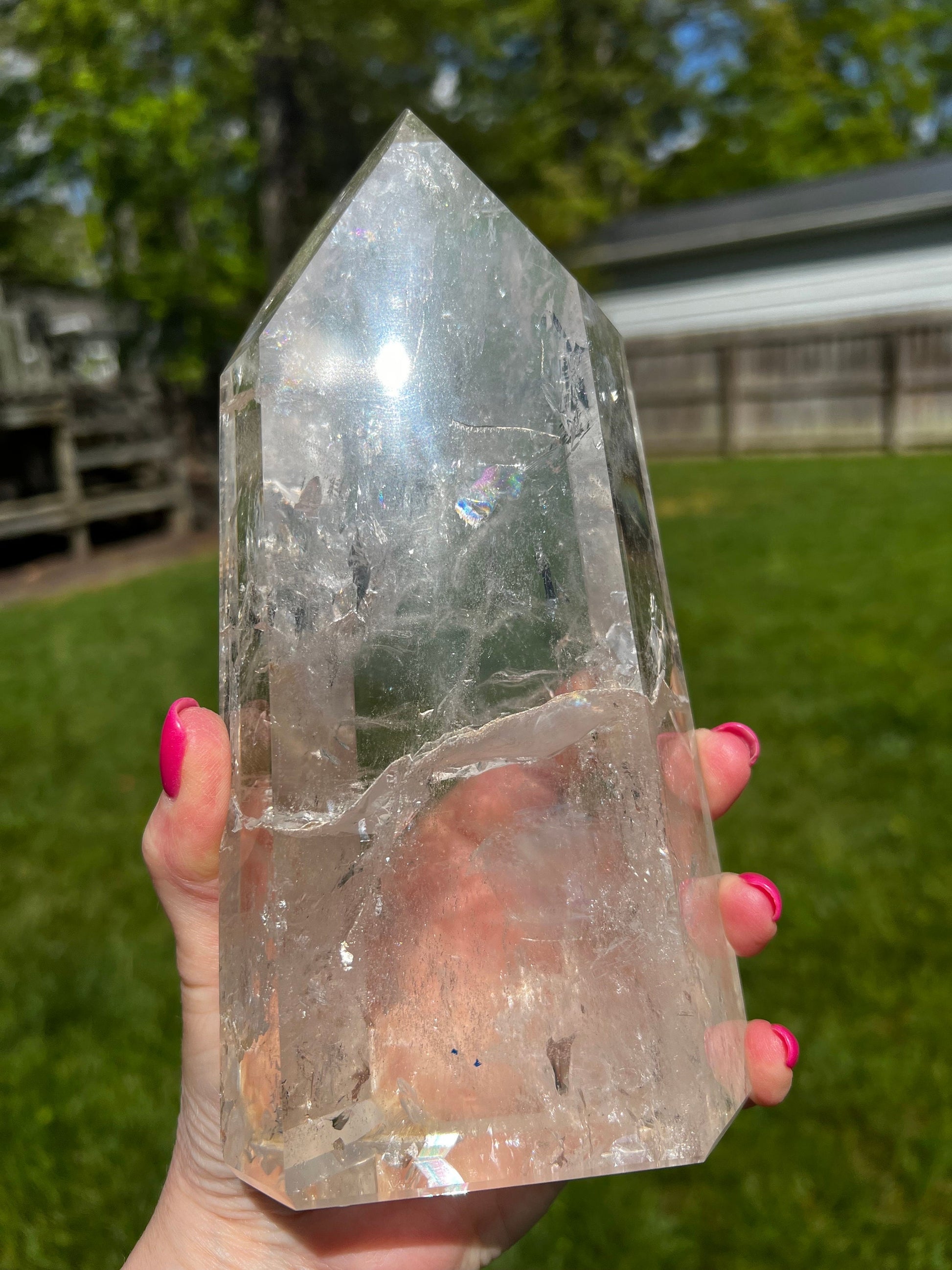 Lemurian Quartz Tower Museum Quality, new, rainbows, fine Lemurian healing, magick crystal, 3.11.8 lbs