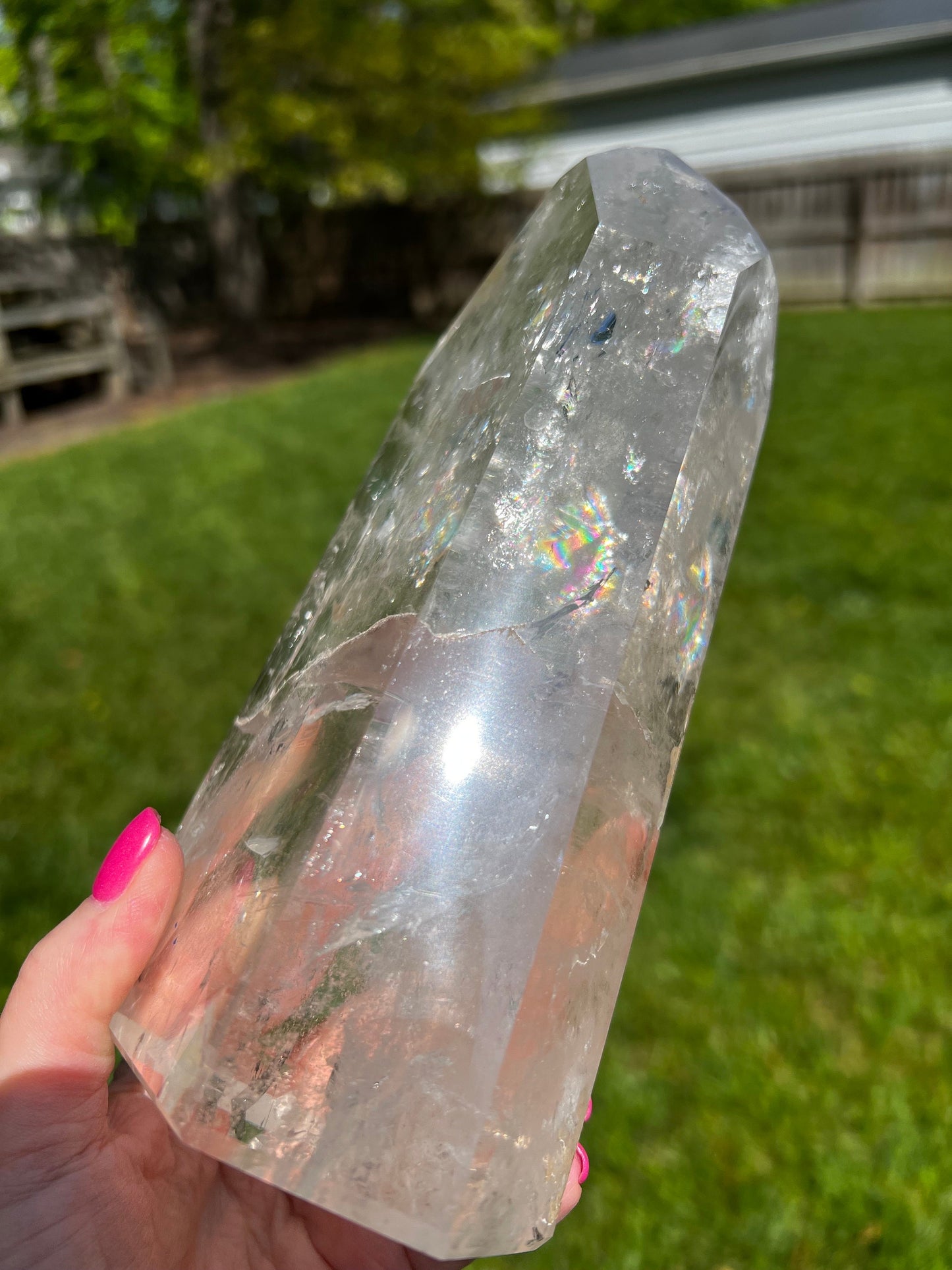 Lemurian Quartz Tower Museum Quality, new, rainbows, fine Lemurian healing, magick crystal, 3.11.8 lbs