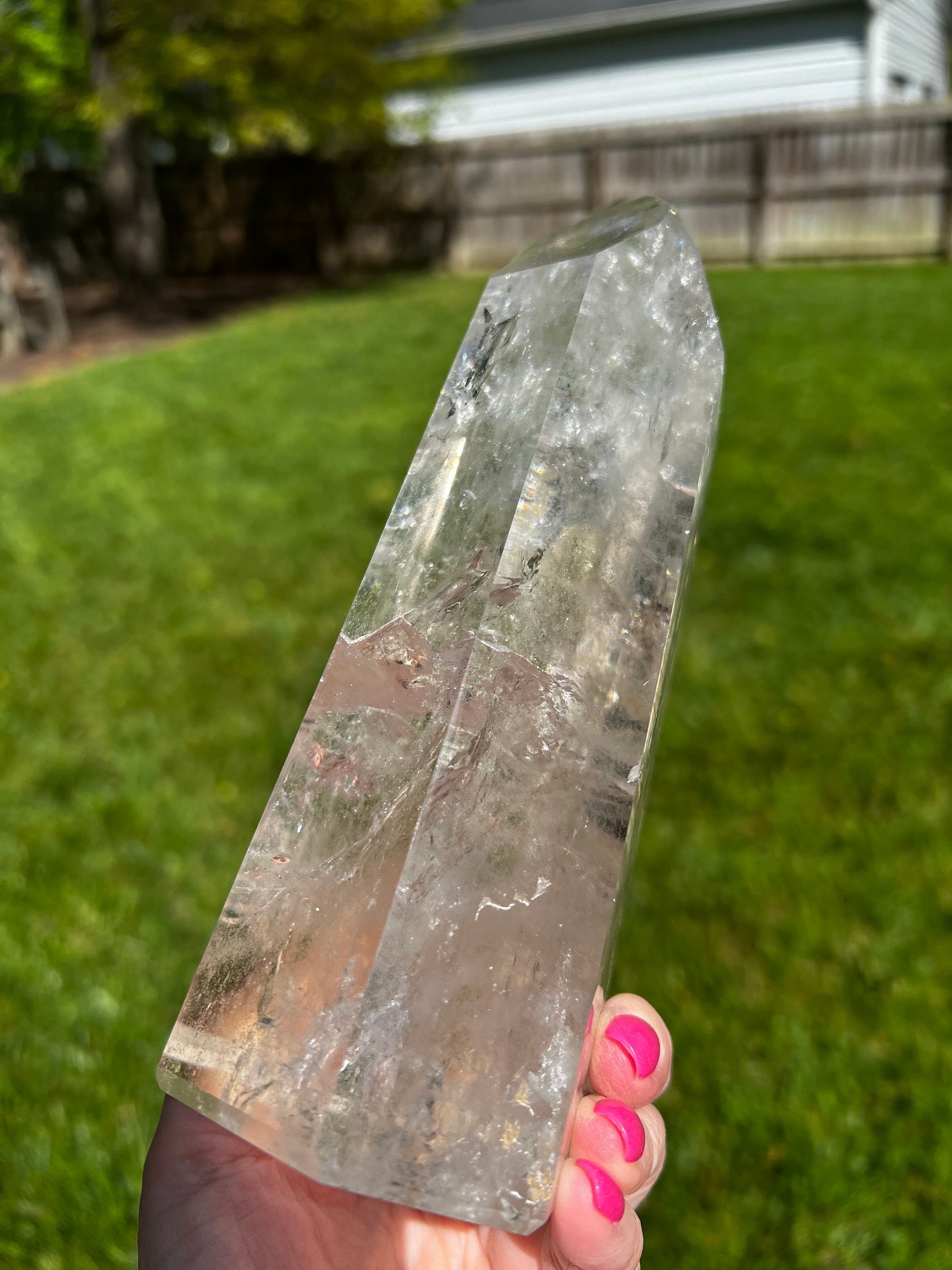 Lemurian Quartz Tower Museum Quality, new, rainbows, fine Lemurian healing, magick crystal, 3.11.8 lbs