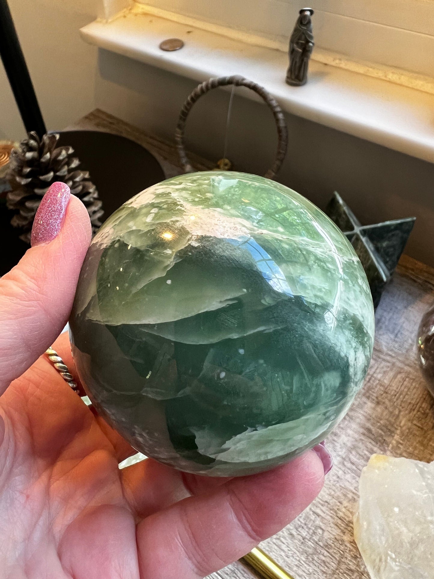 Grape Jade Sphere, New, 8.75”, Crystal healing, gift, high vibration crystals