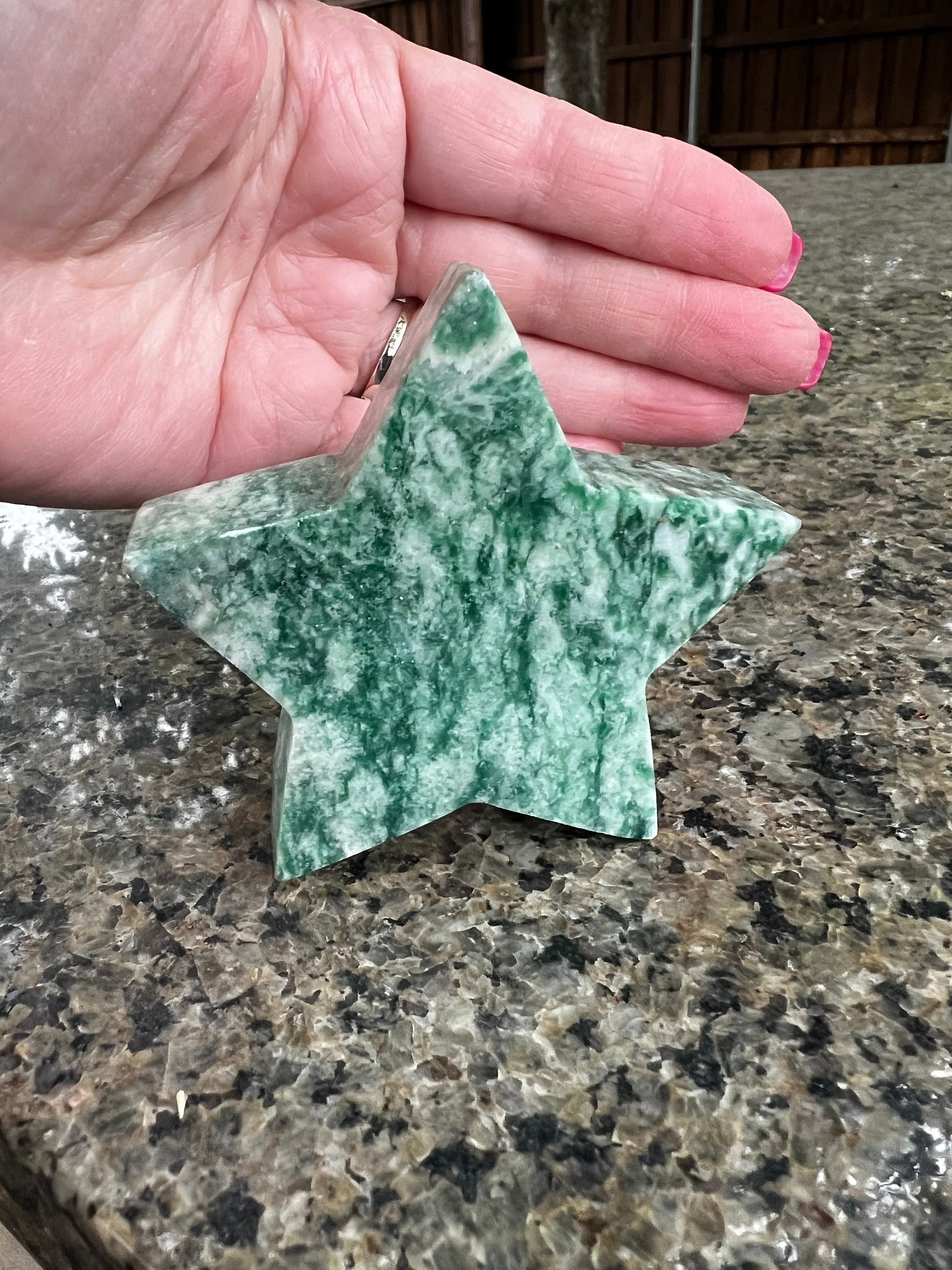 Sparkly Green Aventurine Star, New, Gifts, abundance, high vibration crystal healing, 2.75”