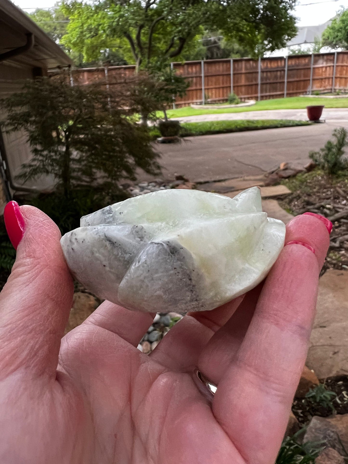 Pistachio Calcite Lotus Palm, 2.5”, new in shop, gifts, altar, tarot, crystals healing, high vibration crystalsh