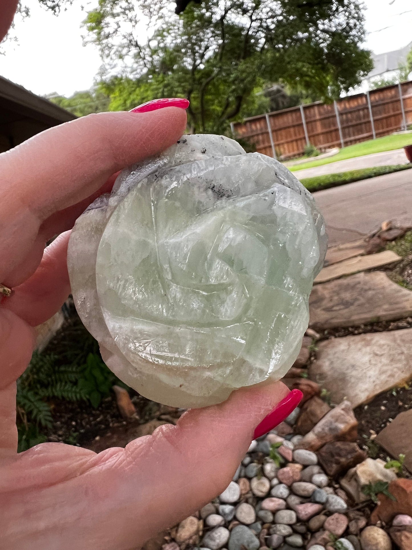 Pistachio Calcite Lotus Palm, 2.5”, new in shop, gifts, altar, tarot, crystals healing, high vibration crystalsh