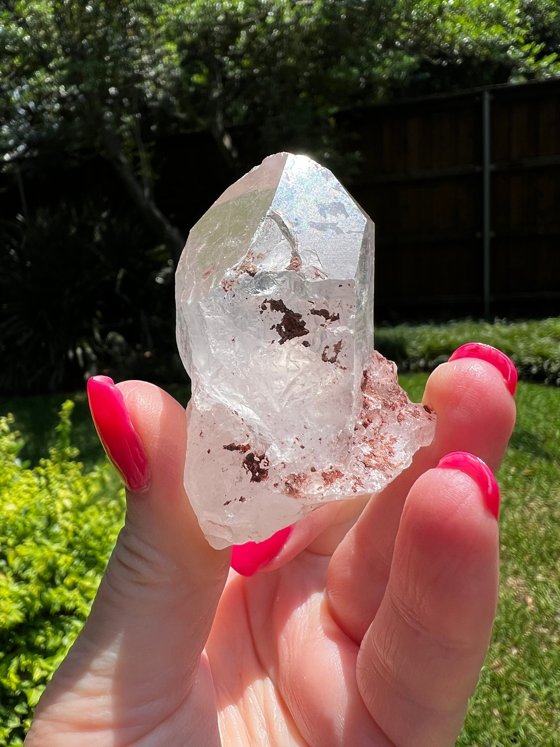 Lemurian Point Tip with Pyrite & Hematite, high vibration crystals, Lost Magick Group, healing, gift