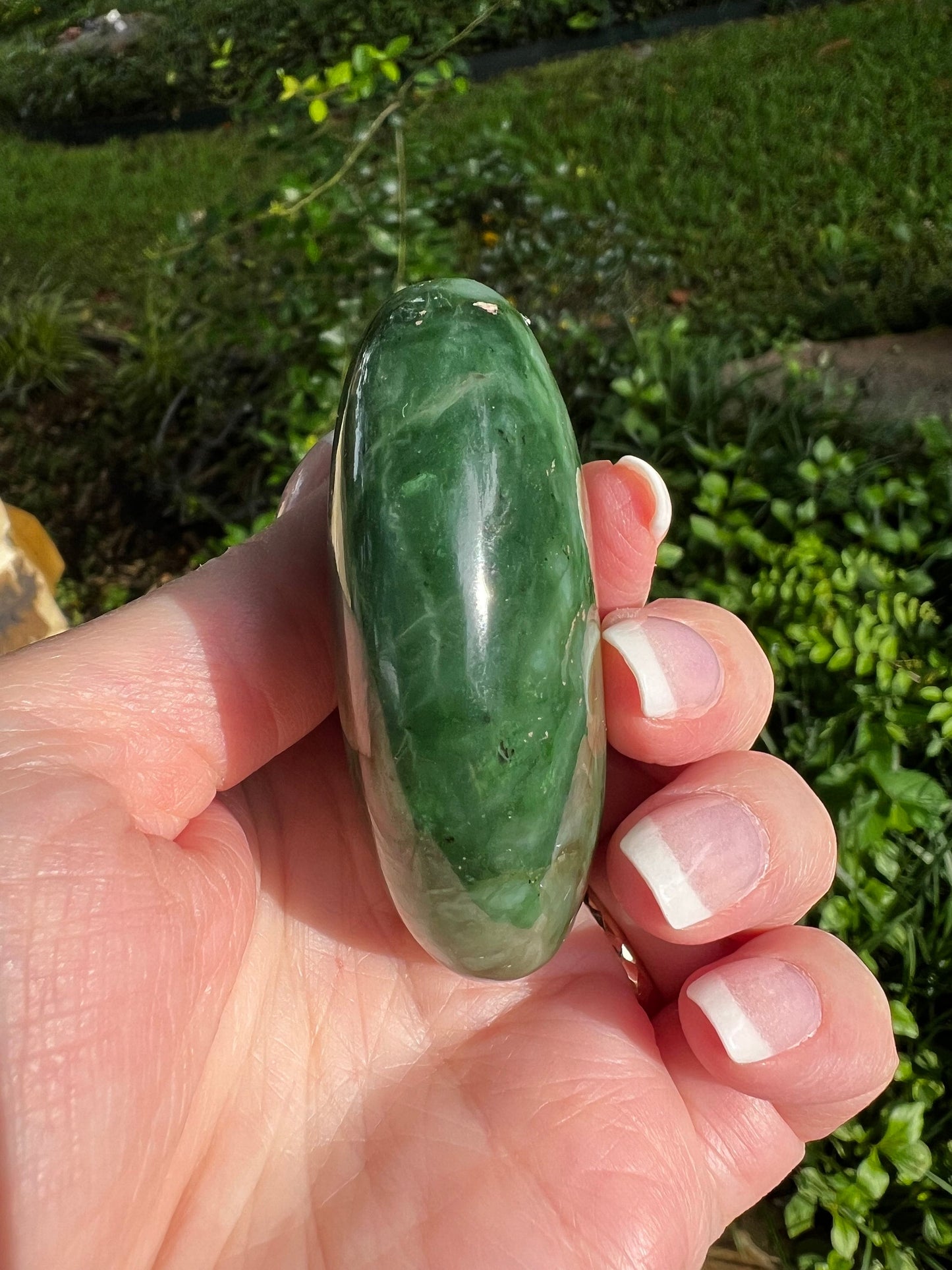 Nephrite Jade Palm Stone, Exquisite, approx 2.5”, gift, new in shop, healing crystals