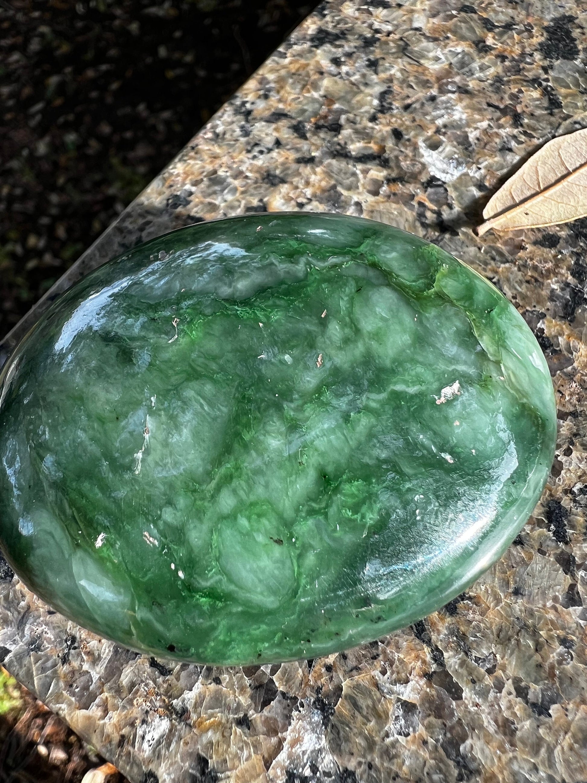 Nephrite Jade Palm Stone, Exquisite, approx 2.5”, gift, new in shop, healing crystals