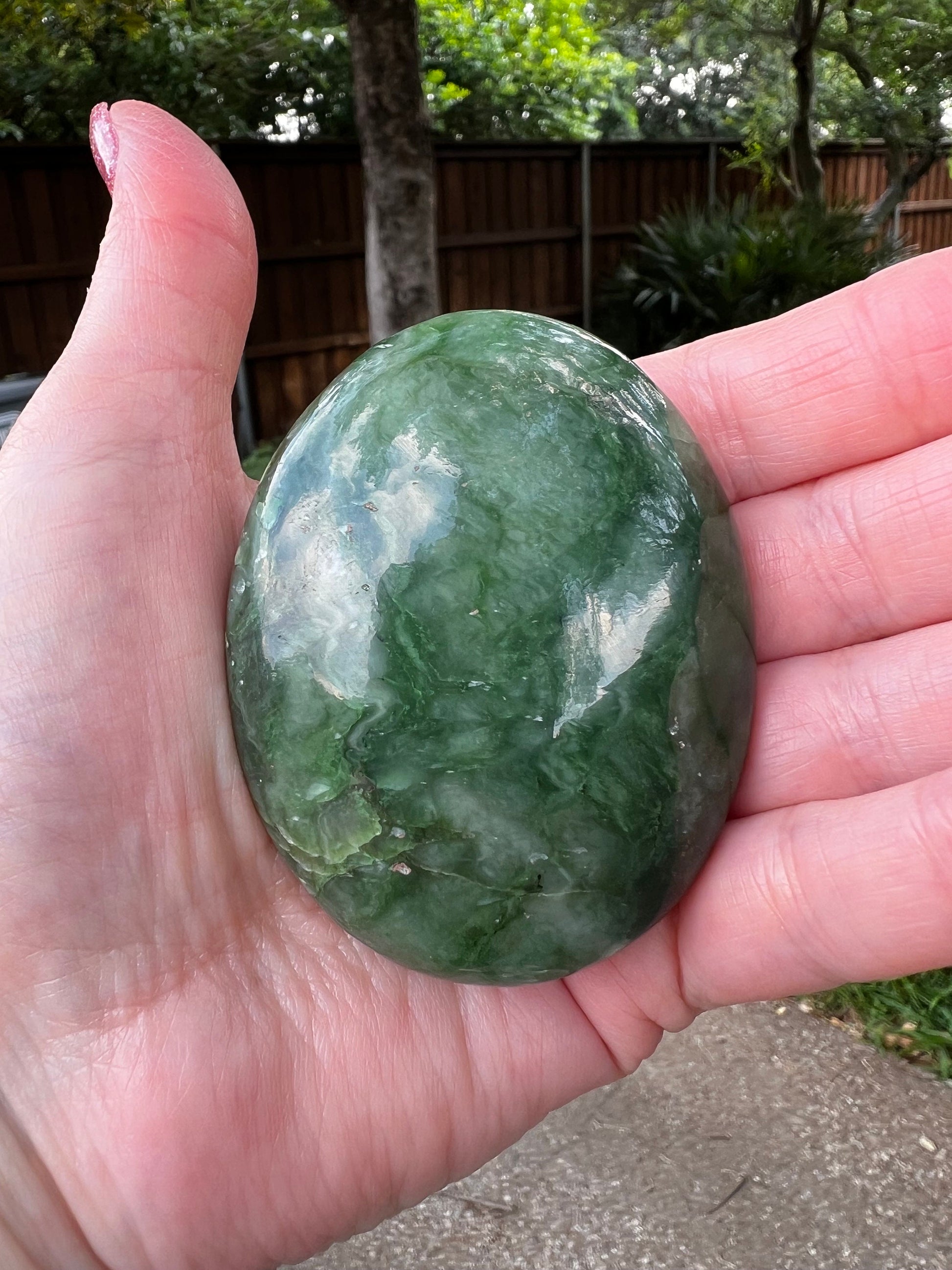 Nephrite Jade Palm Stone, Exquisite, approx 2. 5”, gift, new in shop, healing crystals