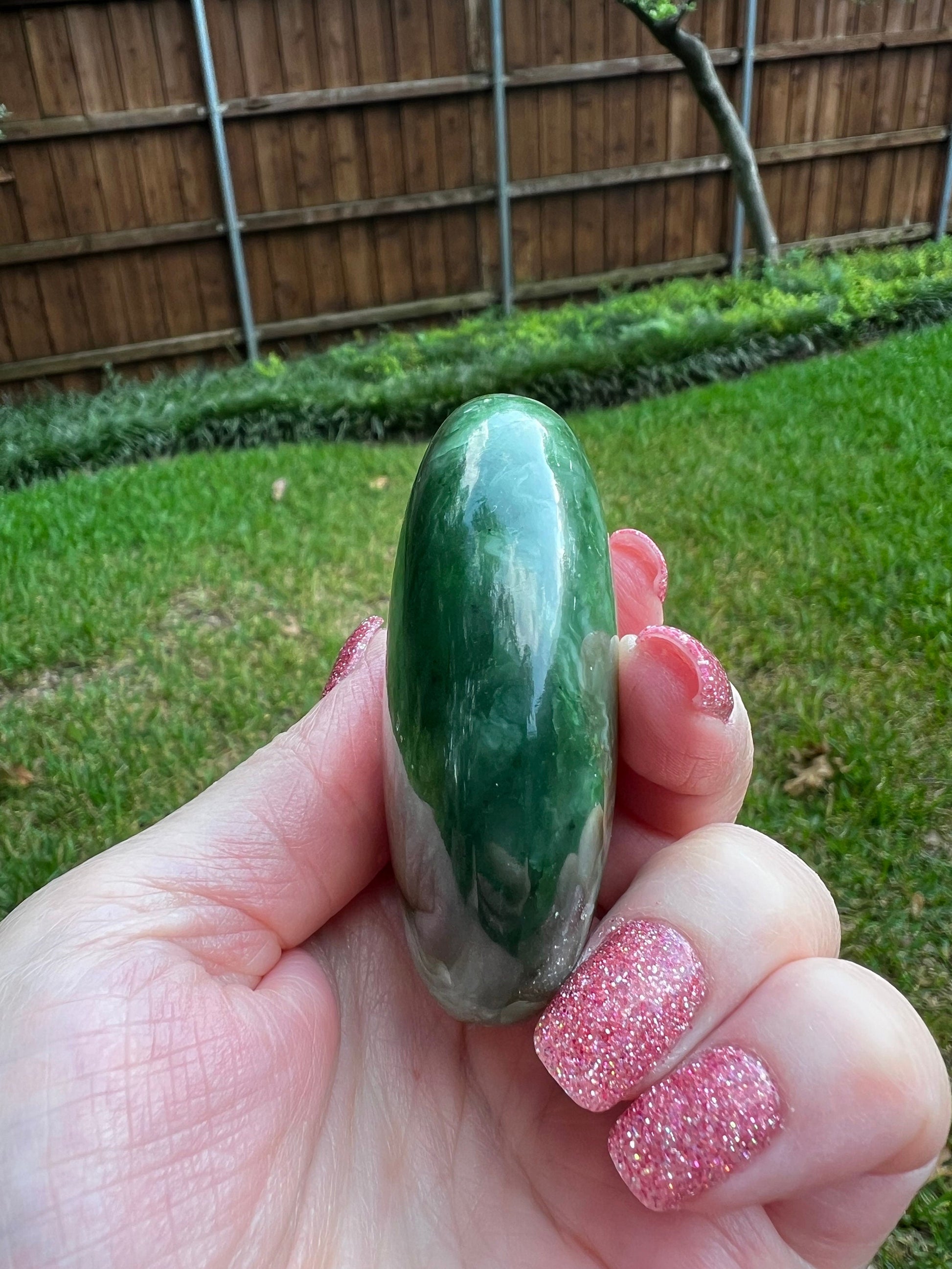 Nephrite Jade Palm Stone, Exquisite, approx 2. 5”, gift, new in shop, healing crystals