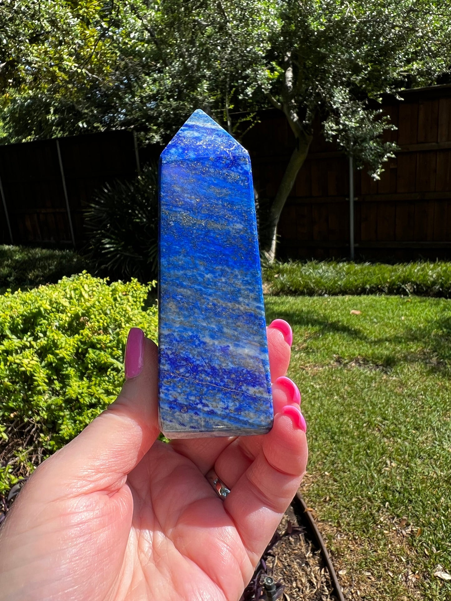 Lapis Lazuli Tower, gold pyrite flash, 4”, high vibration crystal healing, altar