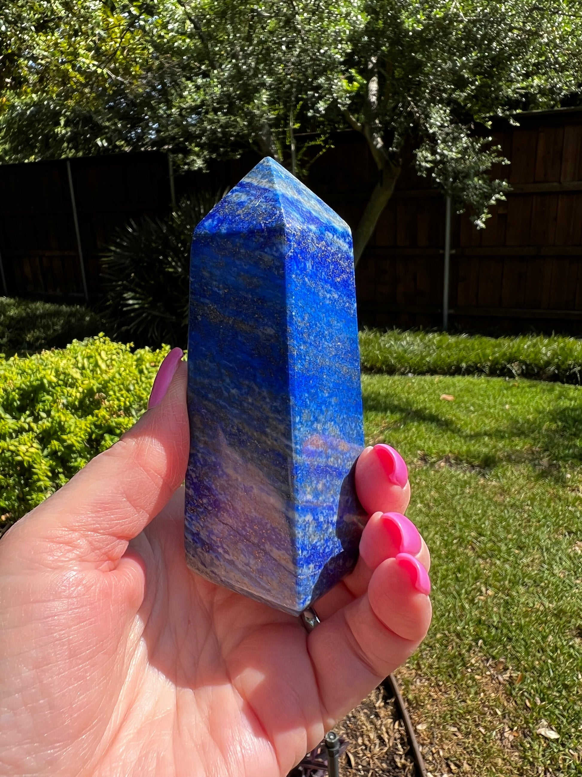 Lapis Lazuli Tower, gold pyrite flash, 4”, high vibration crystal healing, altar