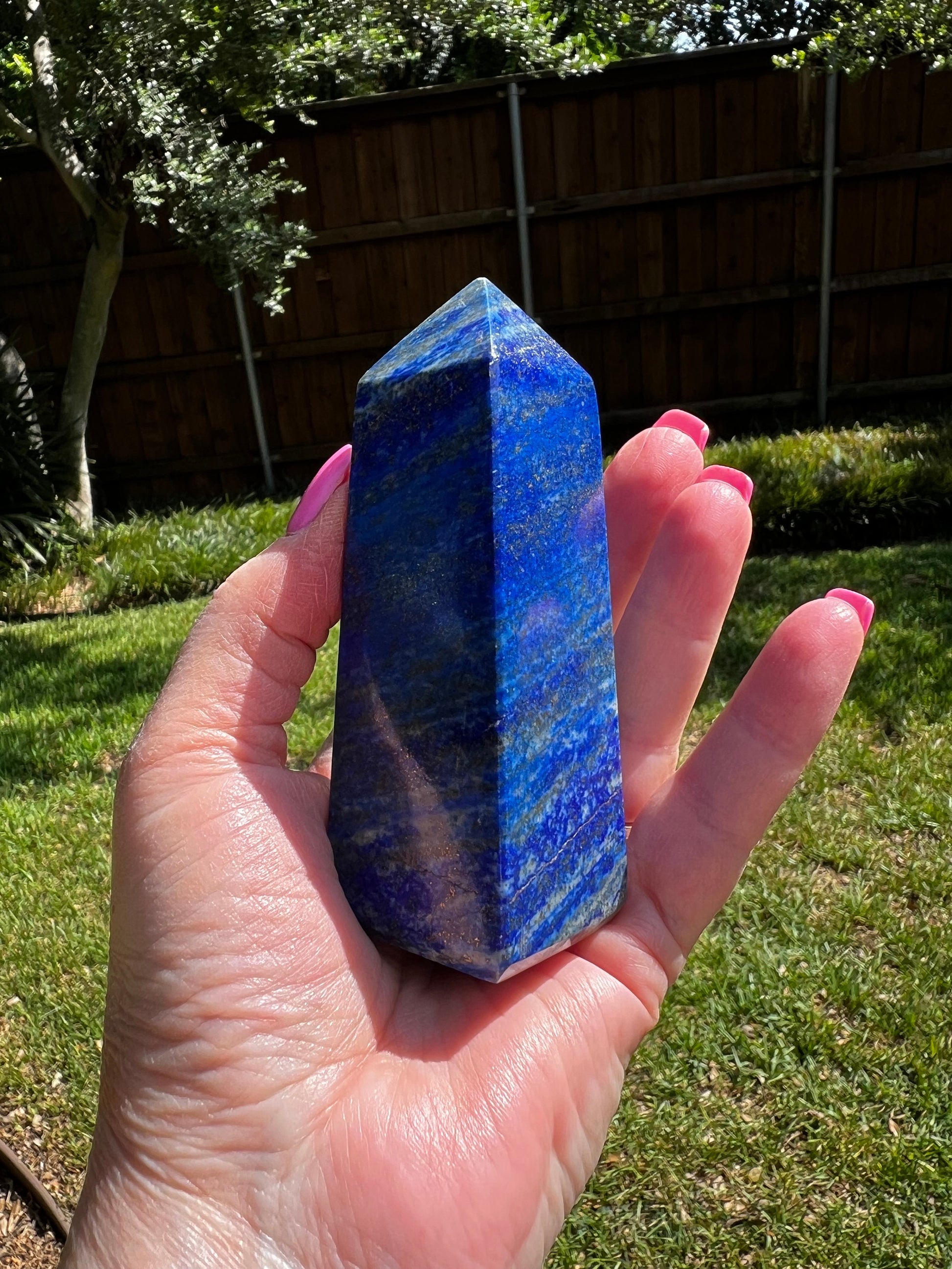 Lapis Lazuli Tower, gold pyrite flash, 4”, high vibration crystal healing, altar