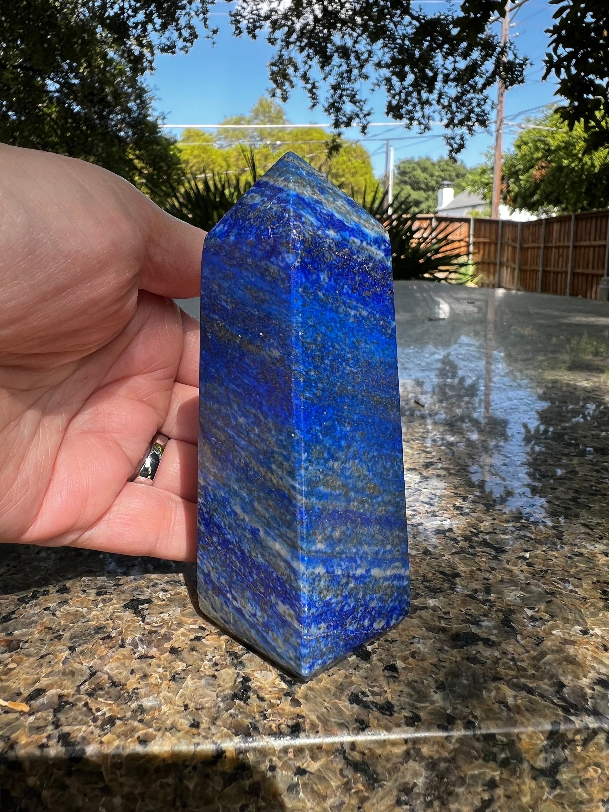 Lapis Lazuli Tower, gold pyrite flash, 4”, high vibration crystal healing, altar