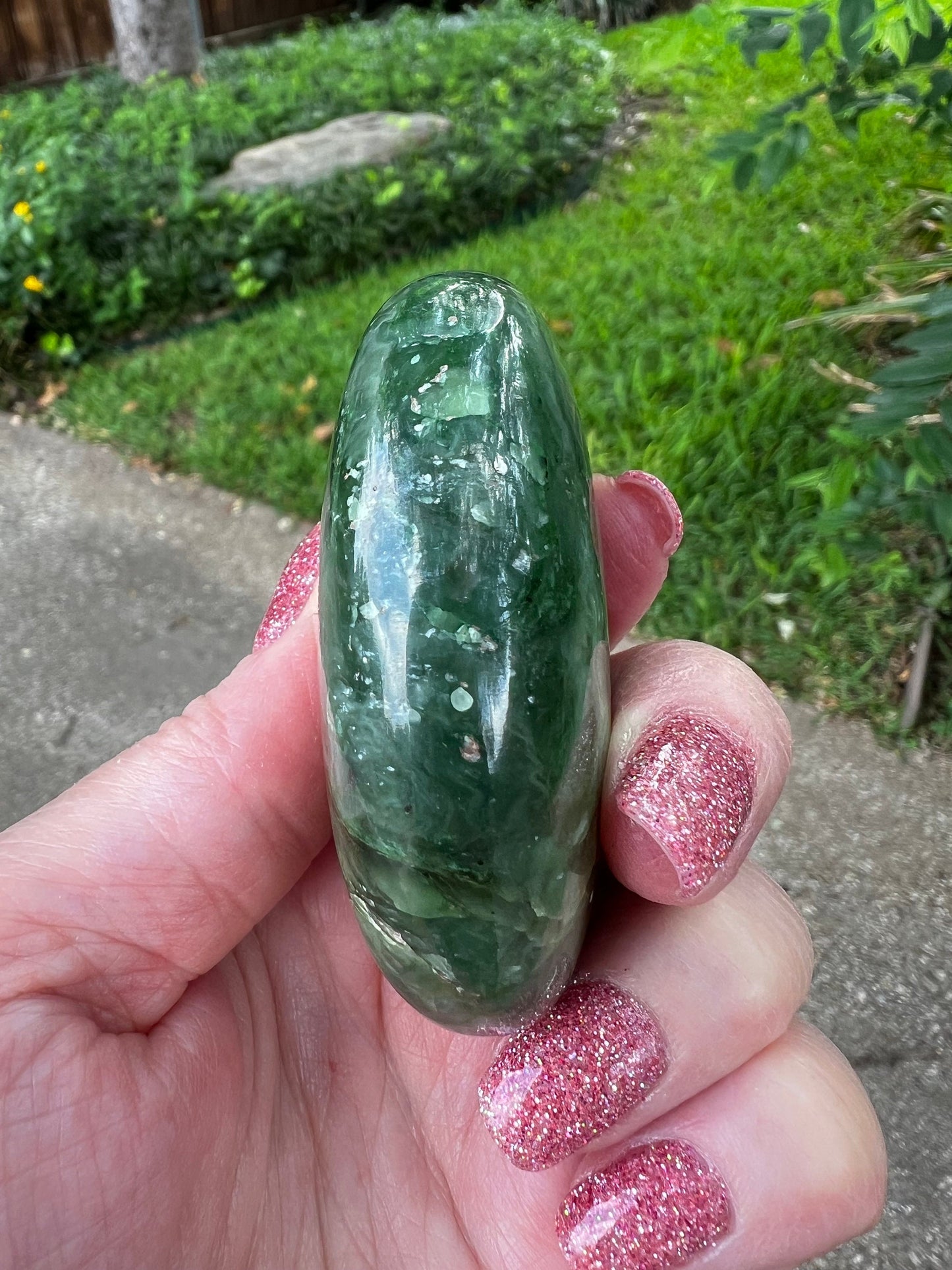 Nephrite Jade Palm Stone, Exquisite, approx 2. 5”, gift, new in shop, healing crystals