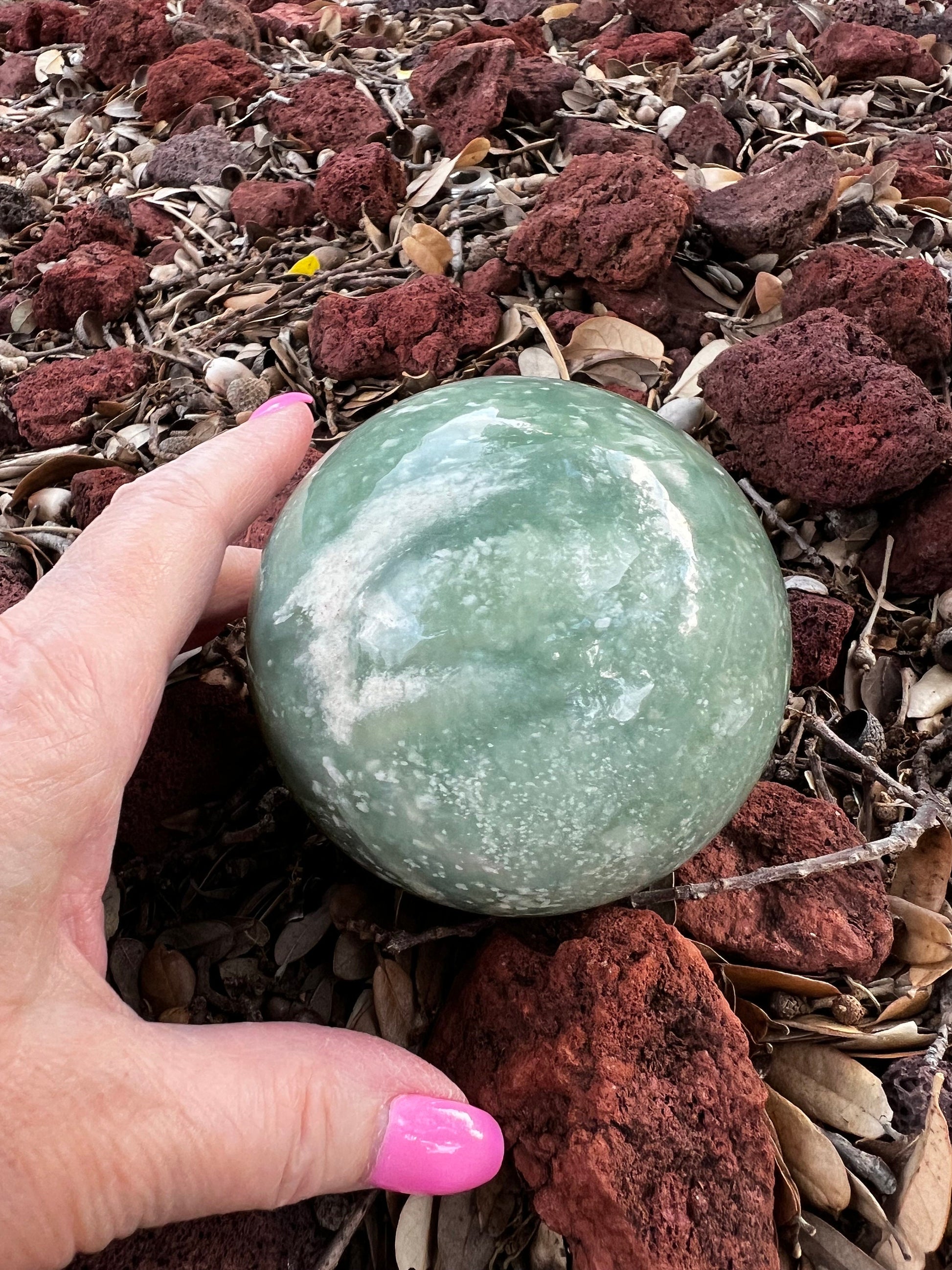 Large Grape Jade Sphere, New, 10.5”, Crystal healing, gift, high vibration crystals