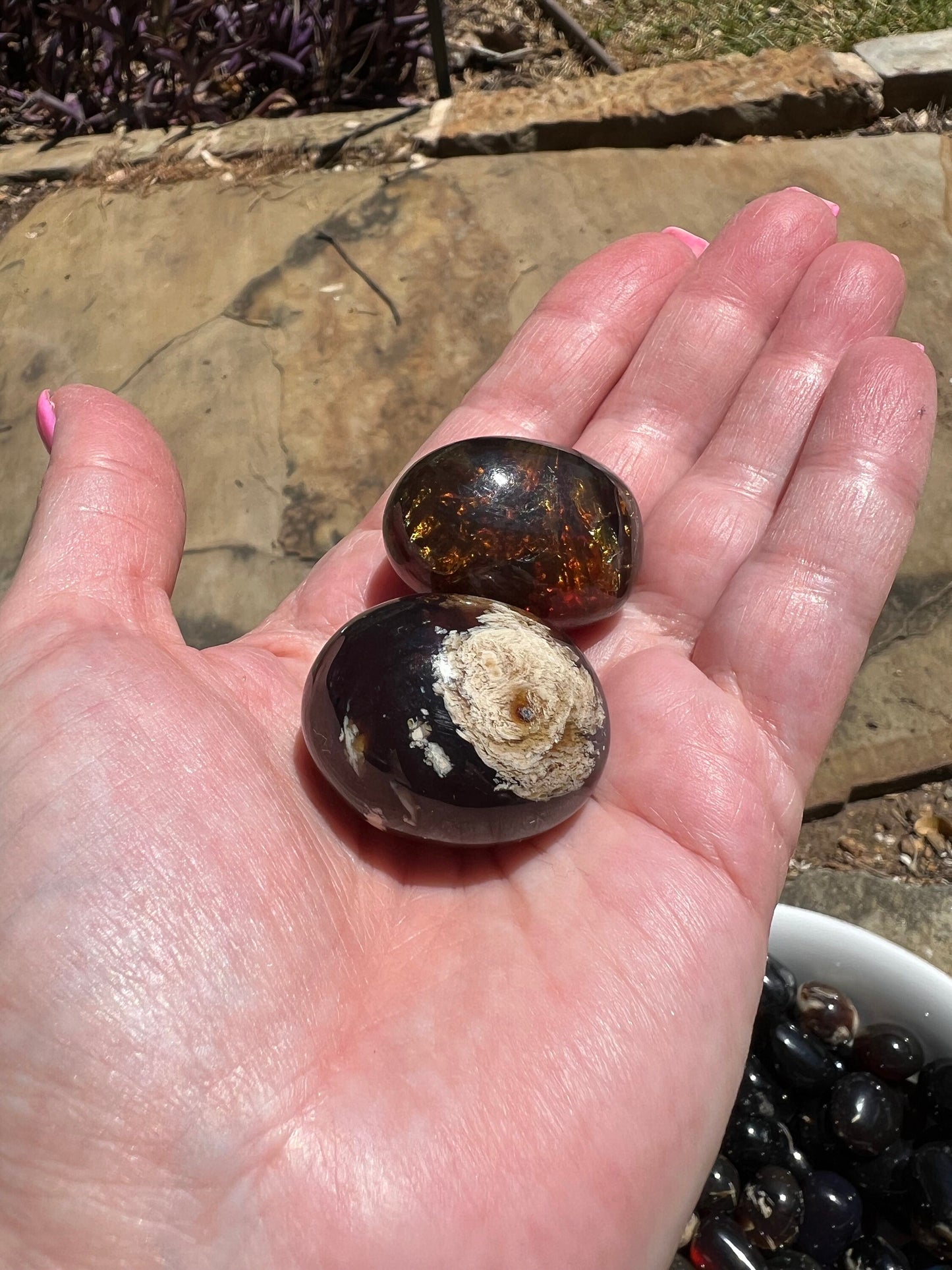 Pair of amber large tumbles, New, 1”, altar, gift, high vibration crystals, natural, crystal healing