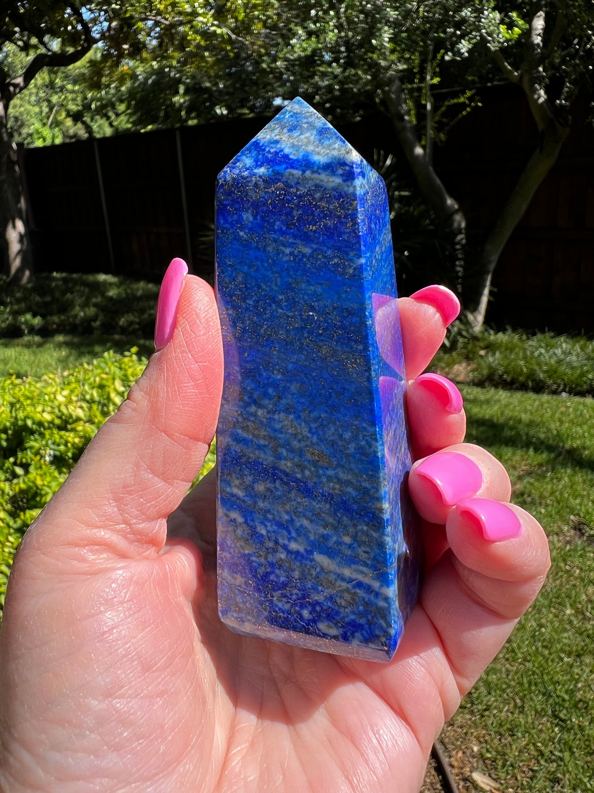 Lapis Lazuli Tower, gold pyrite flash, 4”, high vibration crystal healing, altar