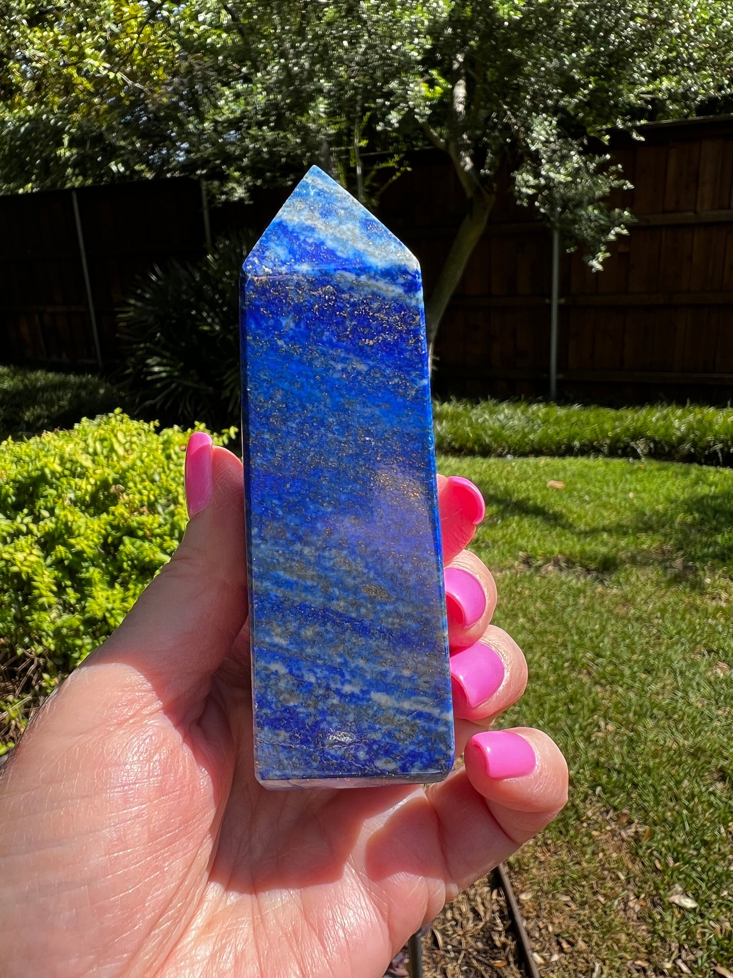 Lapis Lazuli Tower, gold pyrite flash, 4”, high vibration crystal healing, altar