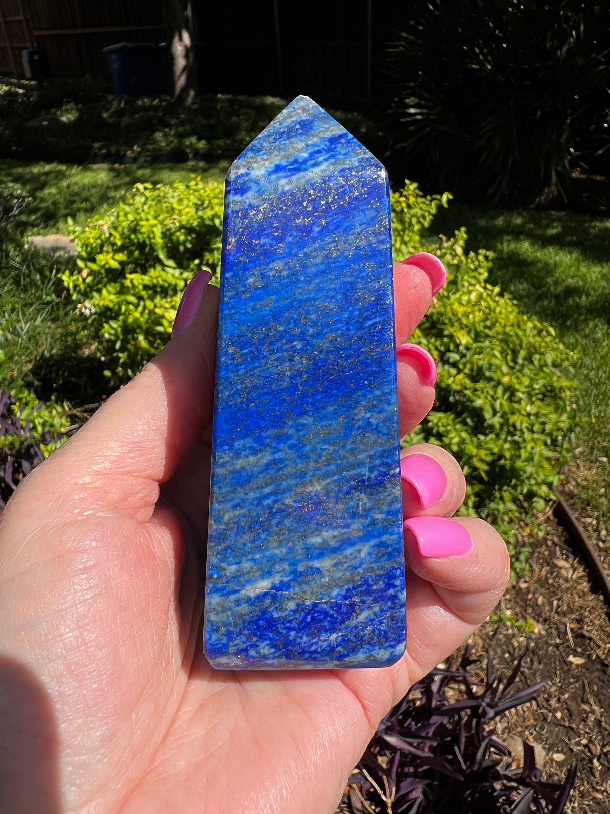 Lapis Lazuli Tower, gold pyrite flash, 4”, high vibration crystal healing, altar