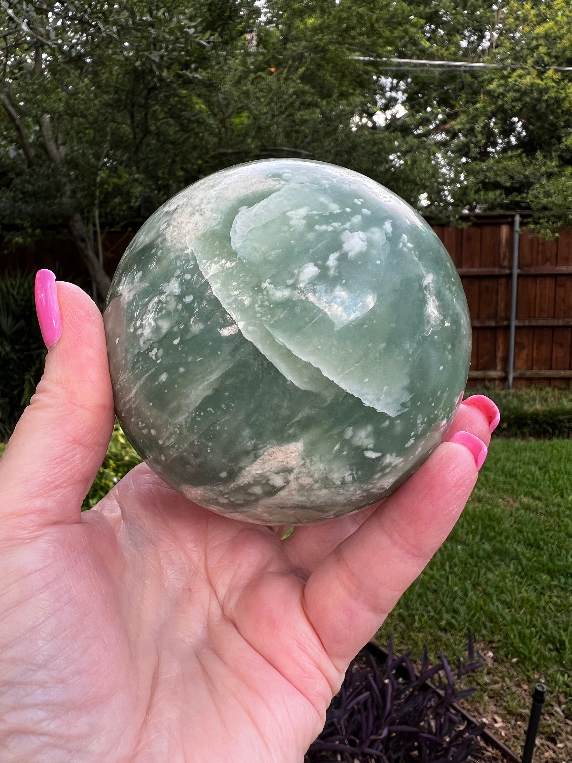 Large Grape Jade Sphere, New, 10.5”, Crystal healing, gift, high vibration crystals