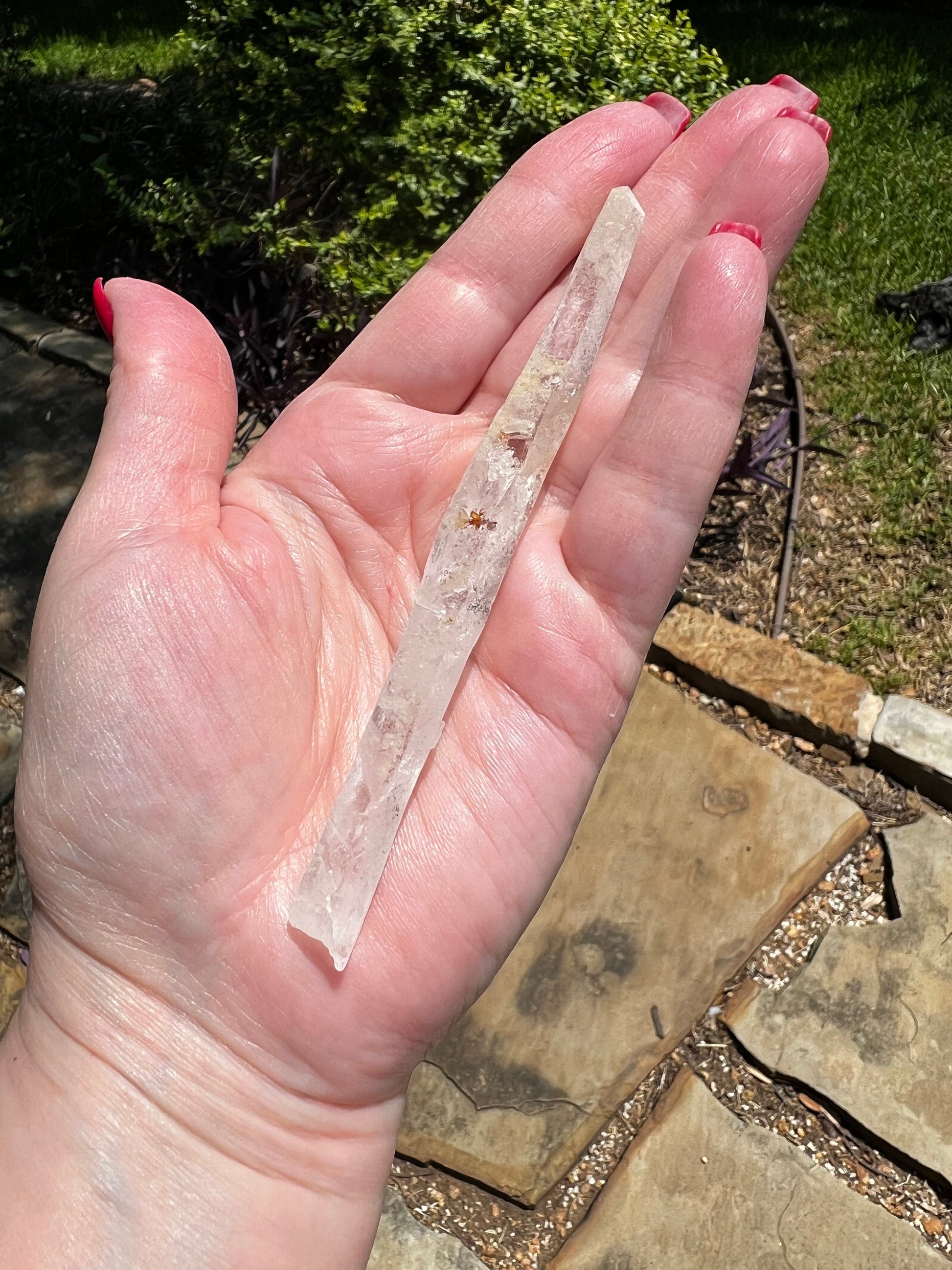 Laser Singing Lemurian Wand 4.5” raw bottom, New, gift, altar, high vibration crystals