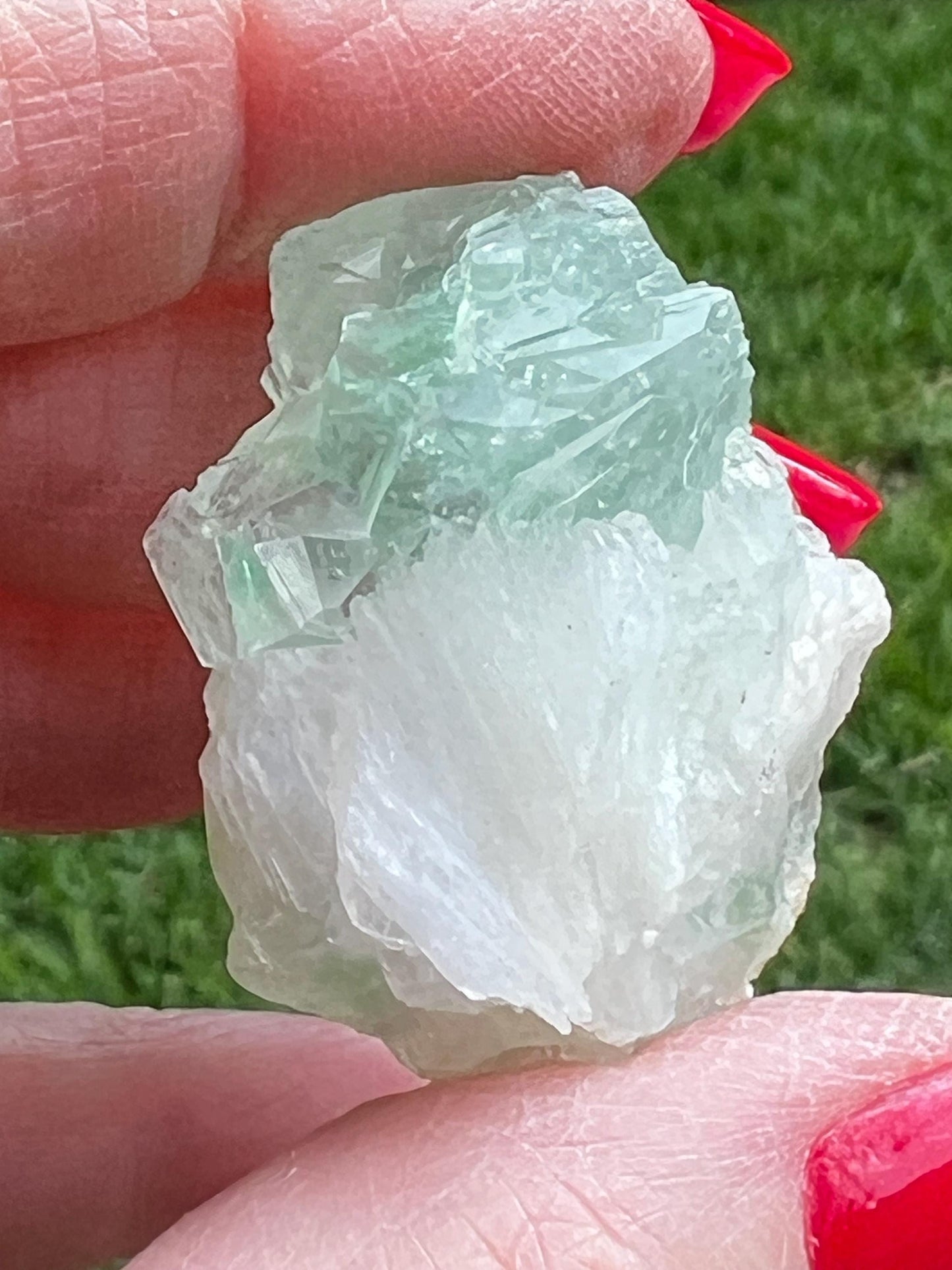 Green Apophyllite with sparkle, celadonite, new, 1”, high vibration crystals, gifts, altar