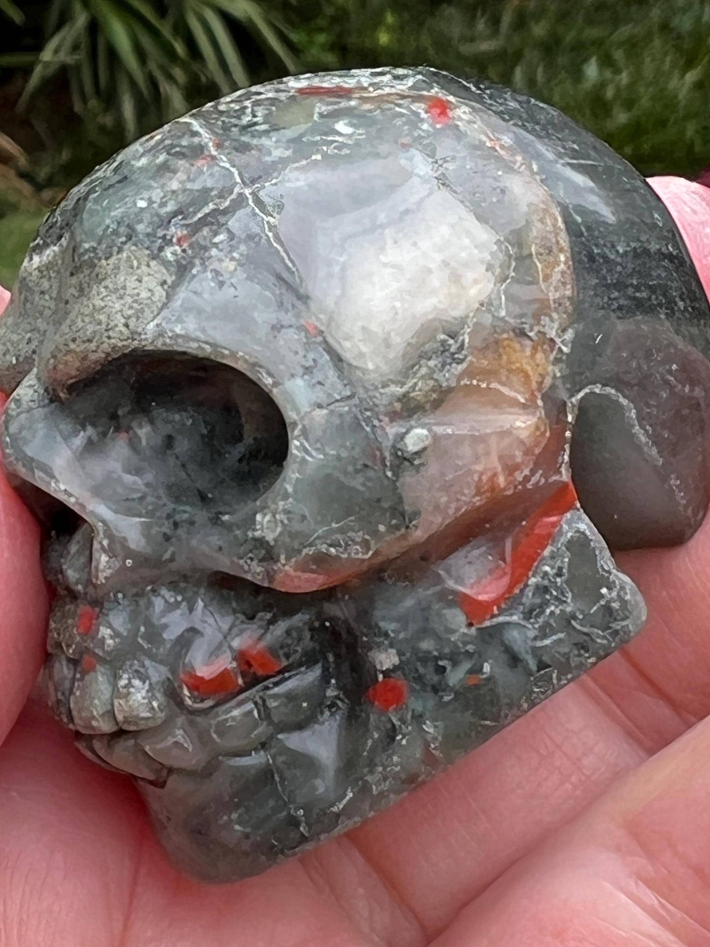 Bloodstone Skull, 1.75”, crystal carved for altars, gifts, crystal healing, high vibration crystals