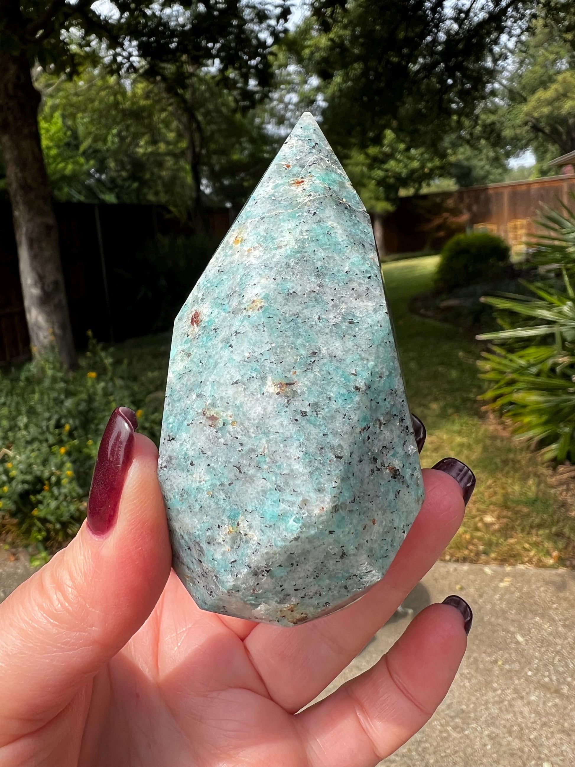 Stunning Amazonite Diamond Flame, 3.5”, altar, crystals, high vibration crystals, statement piece, rare