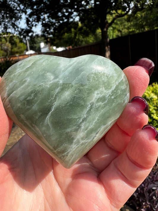 Grape Jade Heart Palm Stone, New, 2.5”, Crystal healing, gift, high vibration crystals