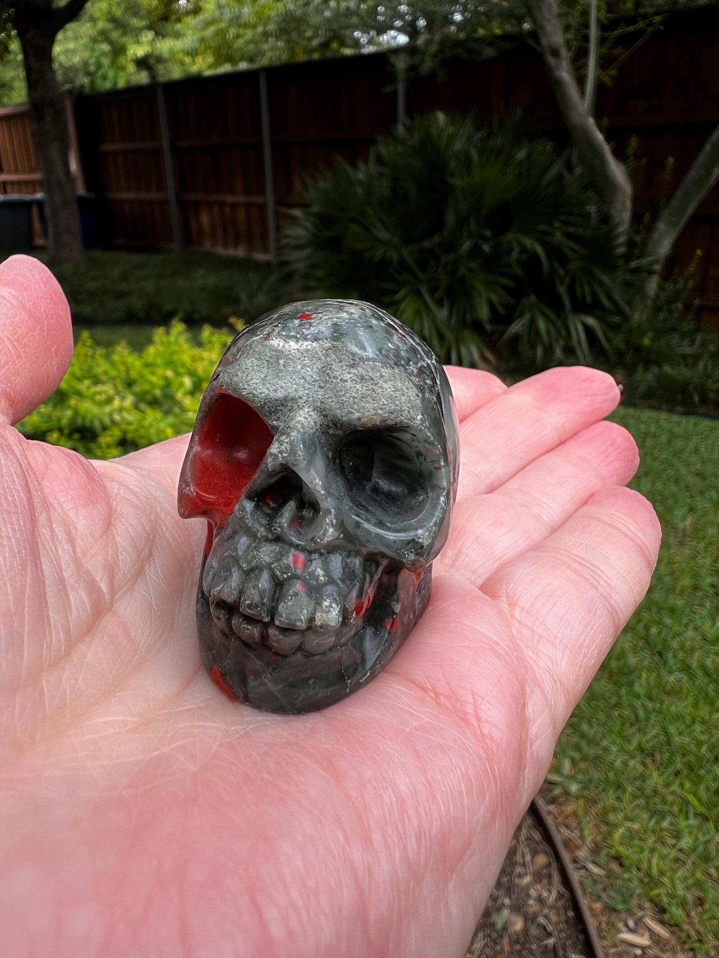 Bloodstone Skull, 1.75”, crystal carved for altars, gifts, crystal healing, high vibration crystals