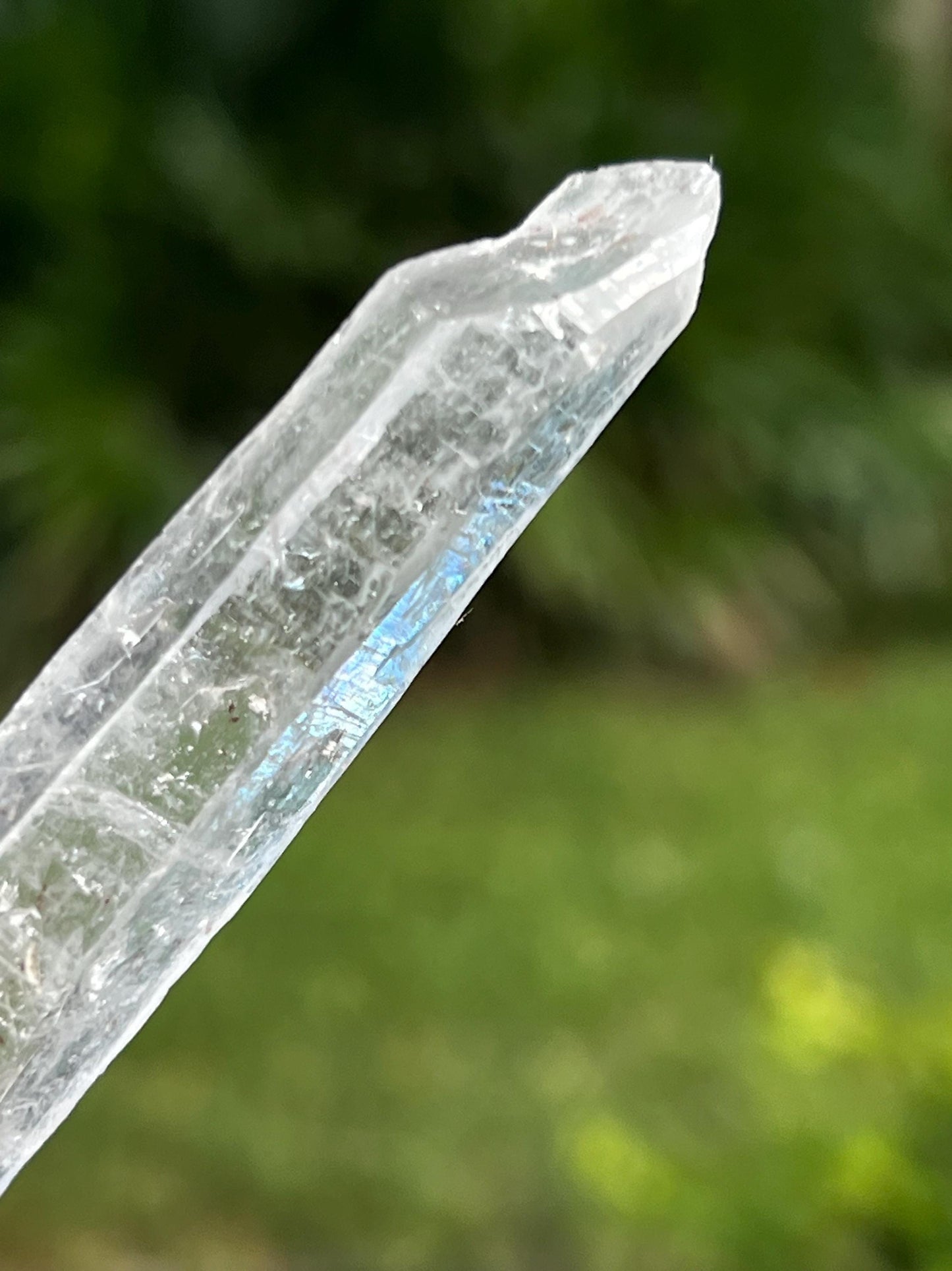 Laser Singing Lemurian Wand 4.75”, crown bottom, New, gift, altar, high vibration crystals