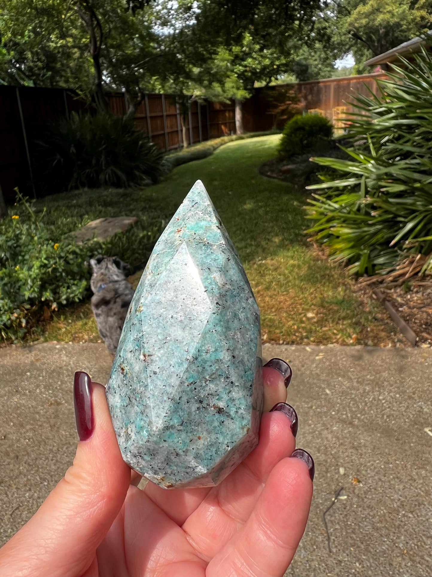 Stunning Amazonite Diamond Flame, 3.5”, altar, crystals, high vibration crystals, statement piece, rare