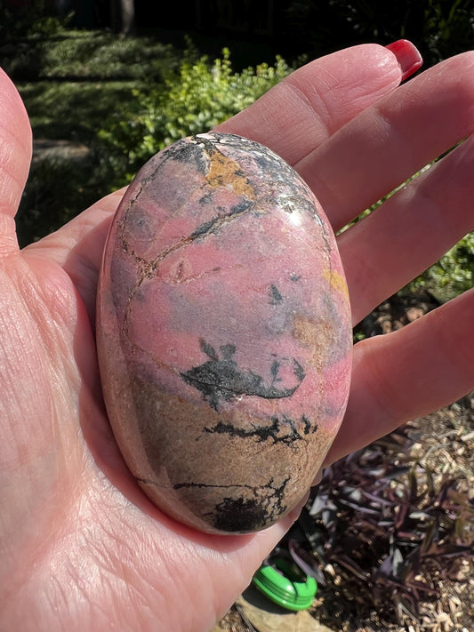 Large Pink Rhodonite Palm Stone, Healing and Readings, Crystal Healing, Premium Best Quality, 3”