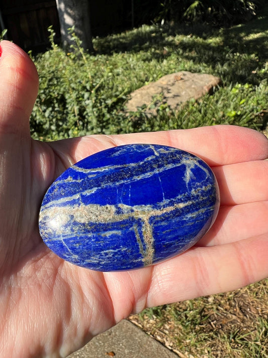 Lapis Lazuli Palm Stone, AAA, new, 2.75”, 3 ounces, crystal healing, high vibration crystals