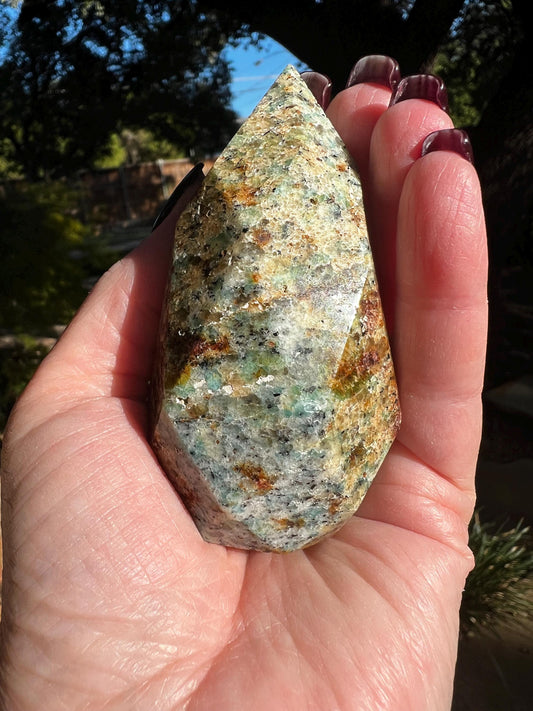 Amazonite Diamond Flame, 3.4”, altar, crystals, high vibration crystals, statement piece, rare