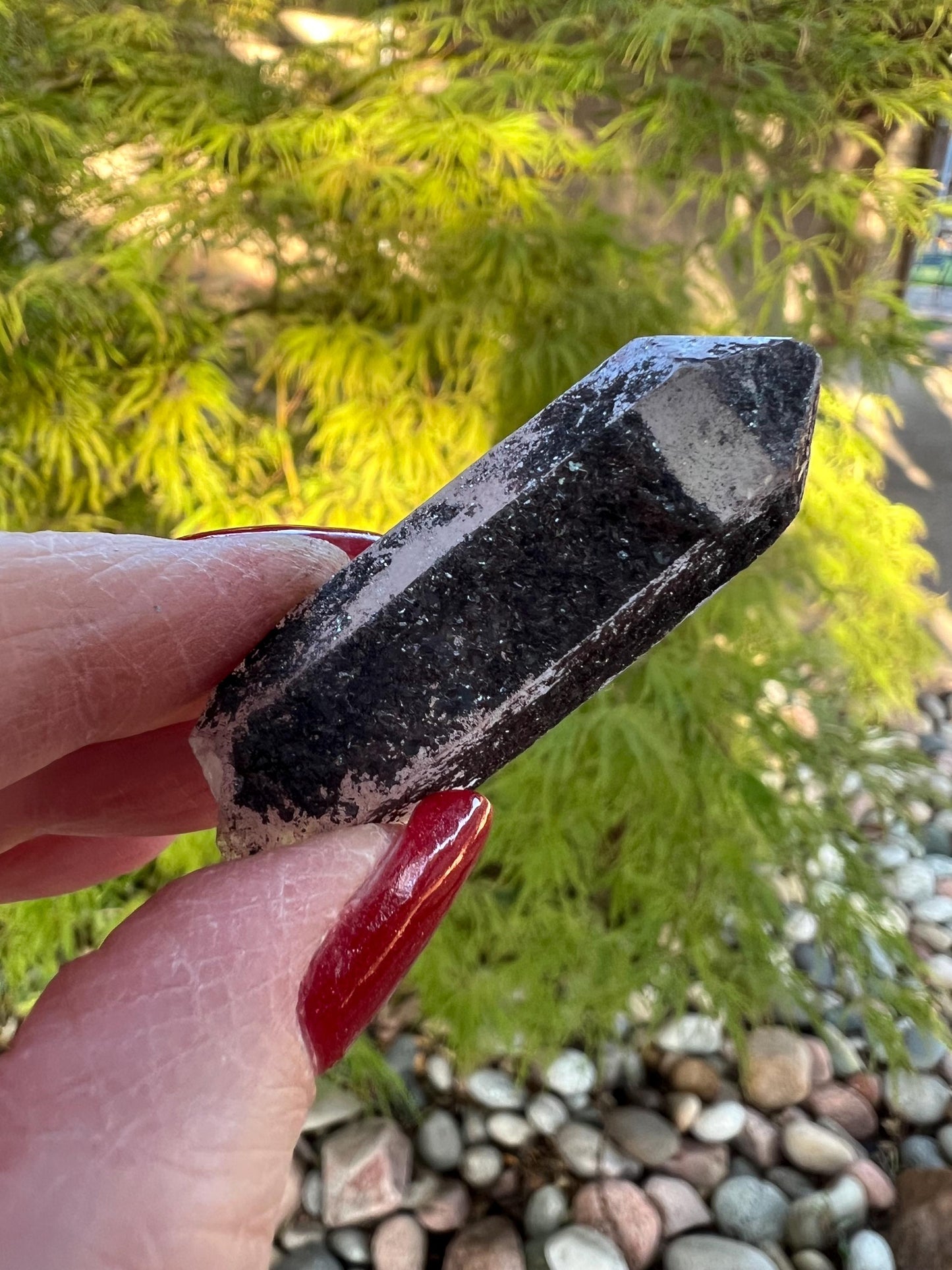 Purple Dragon Lemurian Wand, new, high quality, striations, crystal healing, 2”, hematite, premium