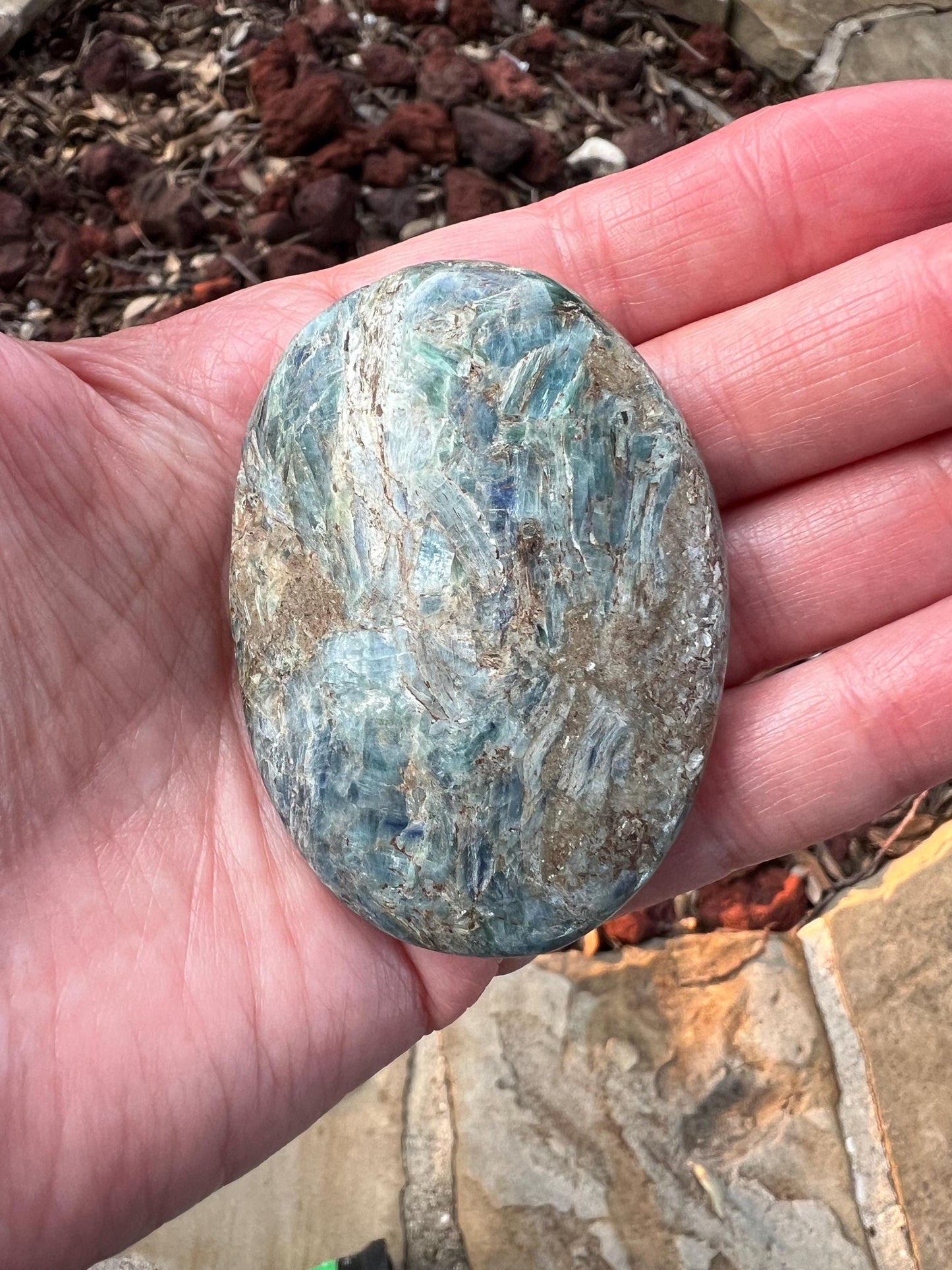 Blue Kyanite Palm, new, gifts, crystal healing, high vibration crystals