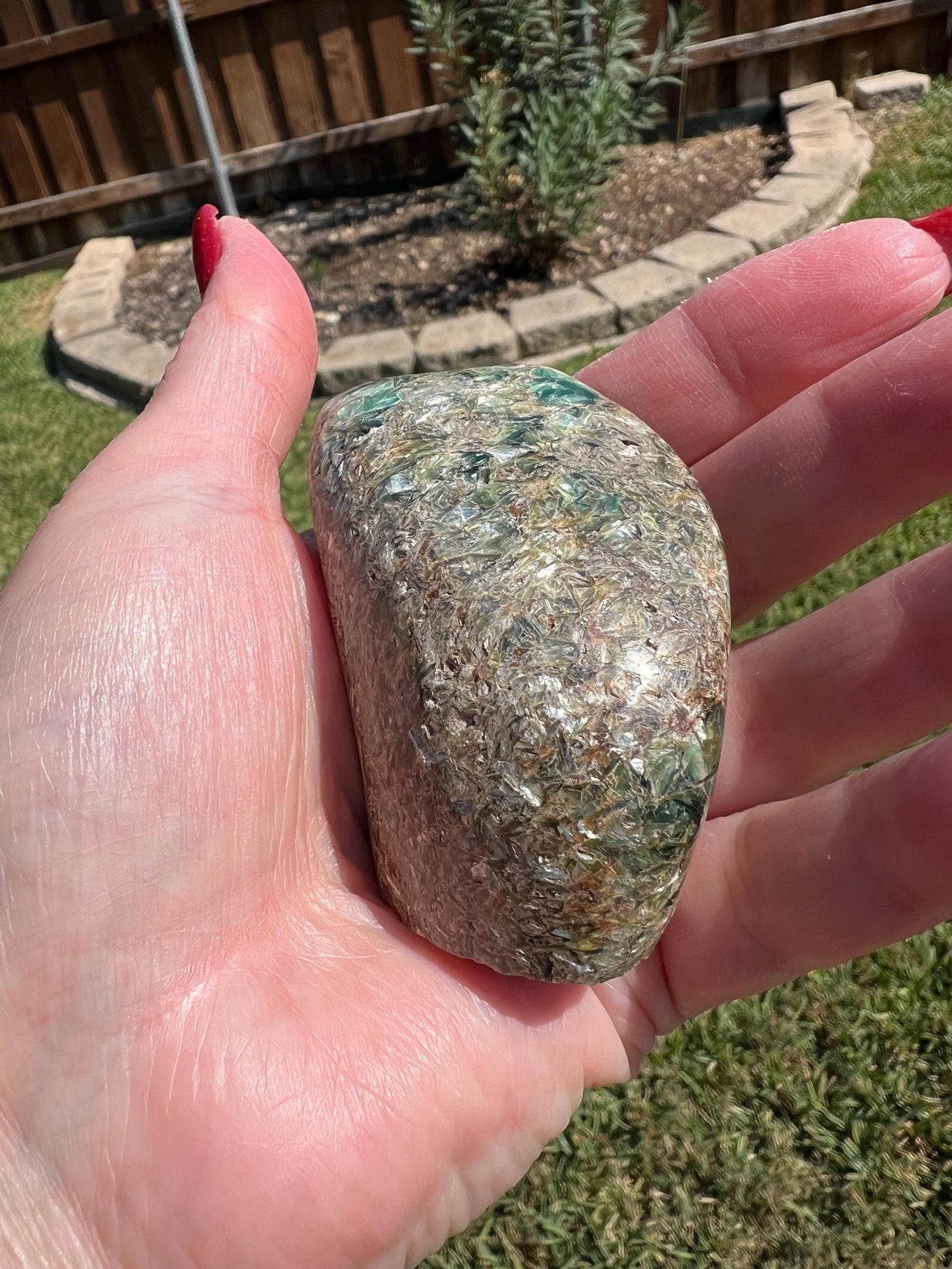 Green Kyanite Palm Stone, astonishing color, rare, 2.5”, gifts, tarot, crystal healing