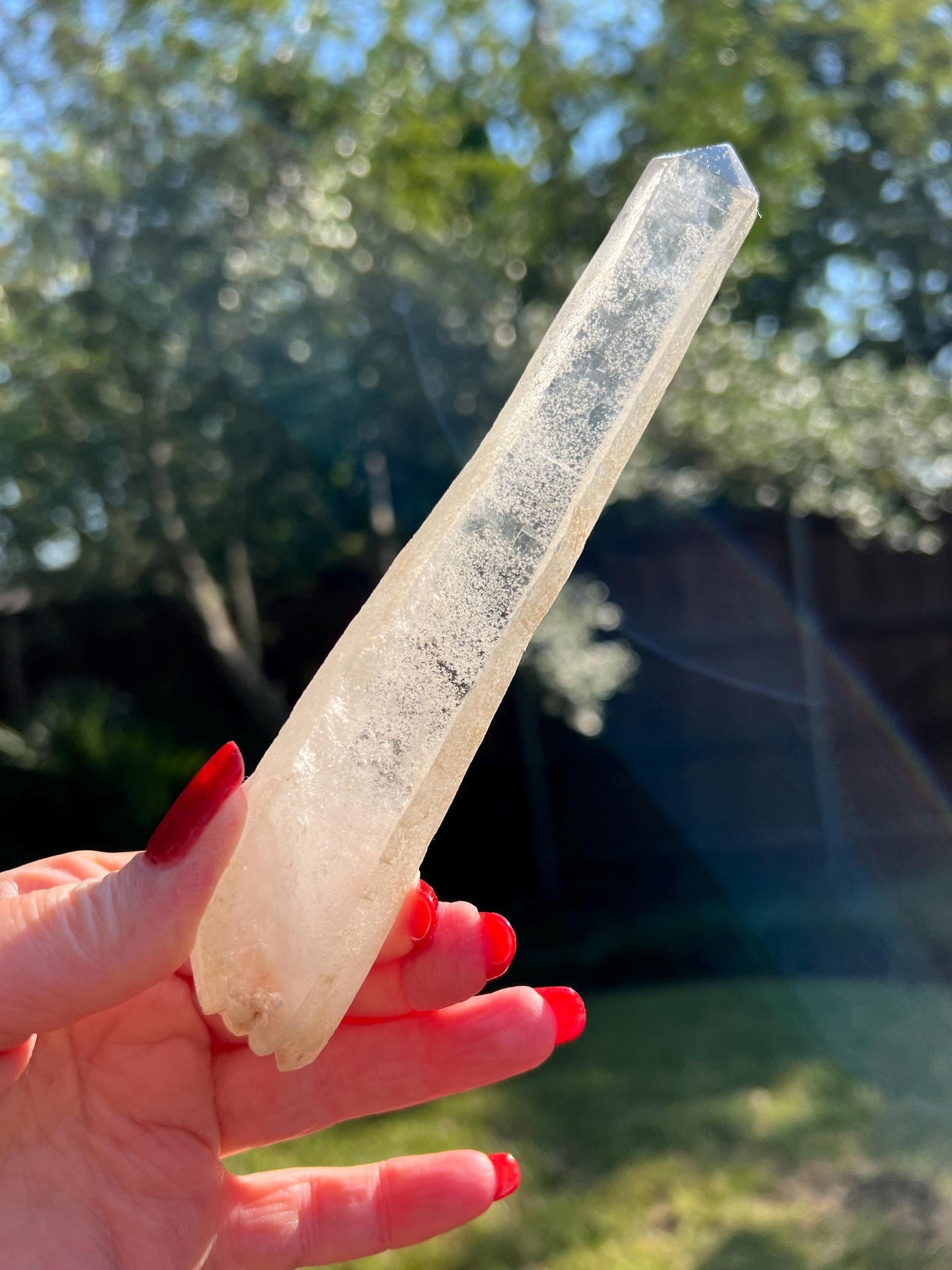 Divine Sugar DT Laser Singing Lemurian Wand 6.7”, New, gift, altar, high vibration crystals