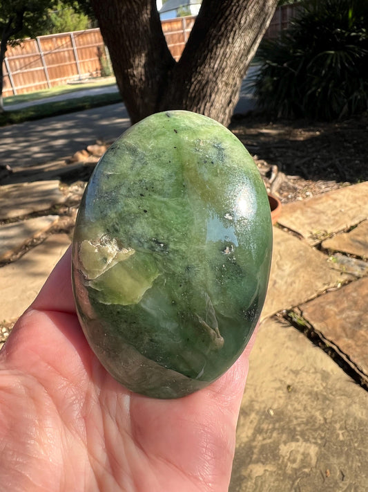 Nephrite Jade Palm Stone, Exquisite, approx 3”, gift, new in shop, healing crystals