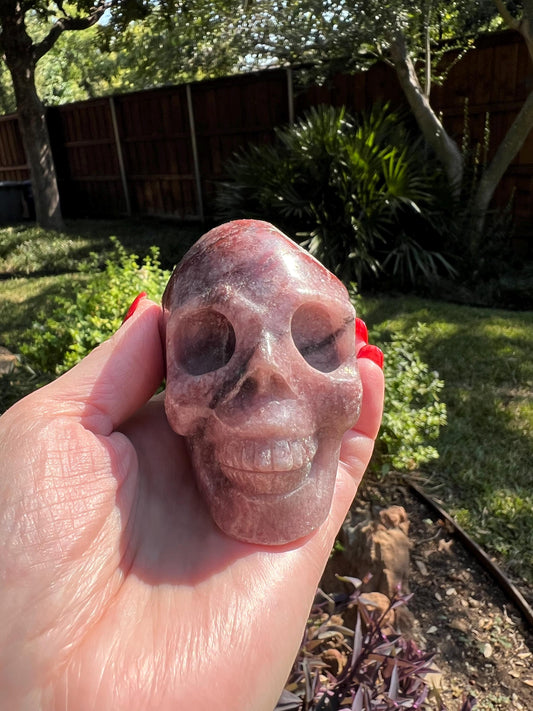 Rhodonite or Peach Blossum Skull, 3”, crystal healing, high vibration crystals, premium