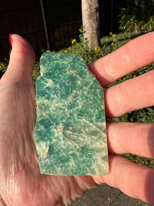 Green Aventurine Palm Stone, New, Gifts, abundance, wand, high vibration crystal healing, 3”