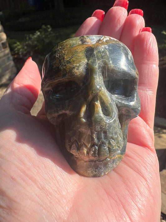 Blue Pietersite Skull, New, altar, gift, crystal healing, high vibration crystals, 2.25”