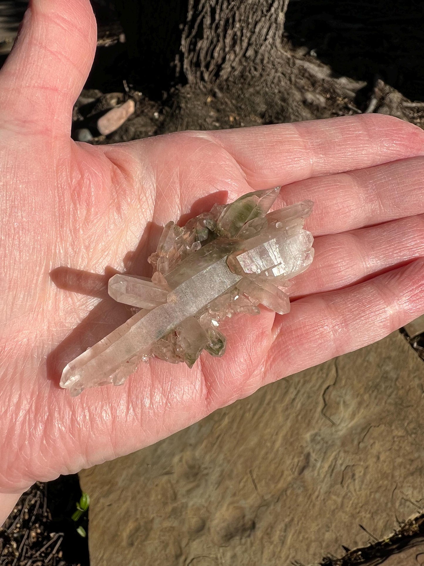 Strawberry Pink Mint Lemurian Fairy Cluster Bed, new, high quality, striations, crystal healing, 3”, hematite, premium