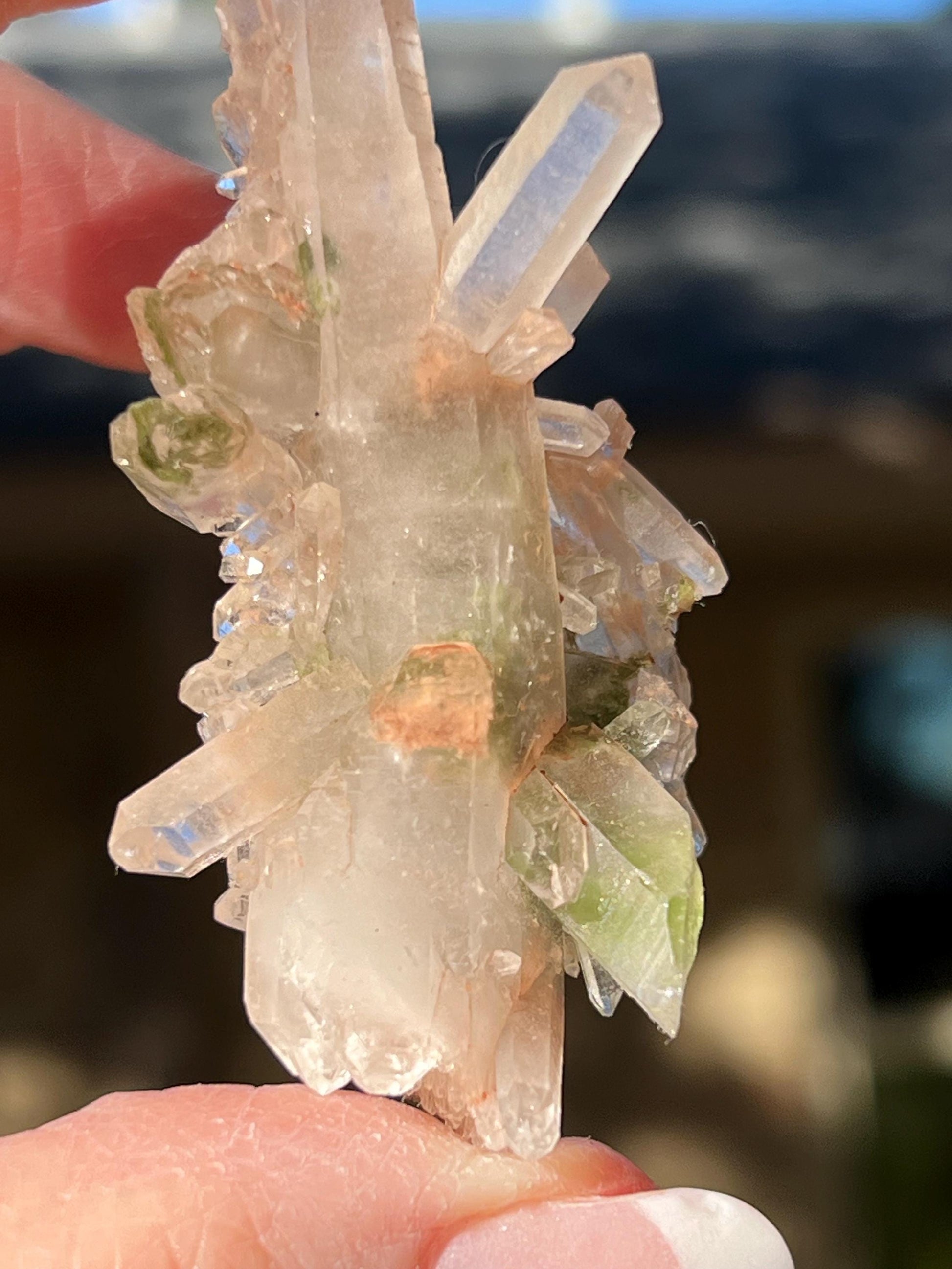 Strawberry Pink Mint Lemurian Fairy Cluster Bed, new, high quality, striations, crystal healing, 3”, hematite, premium