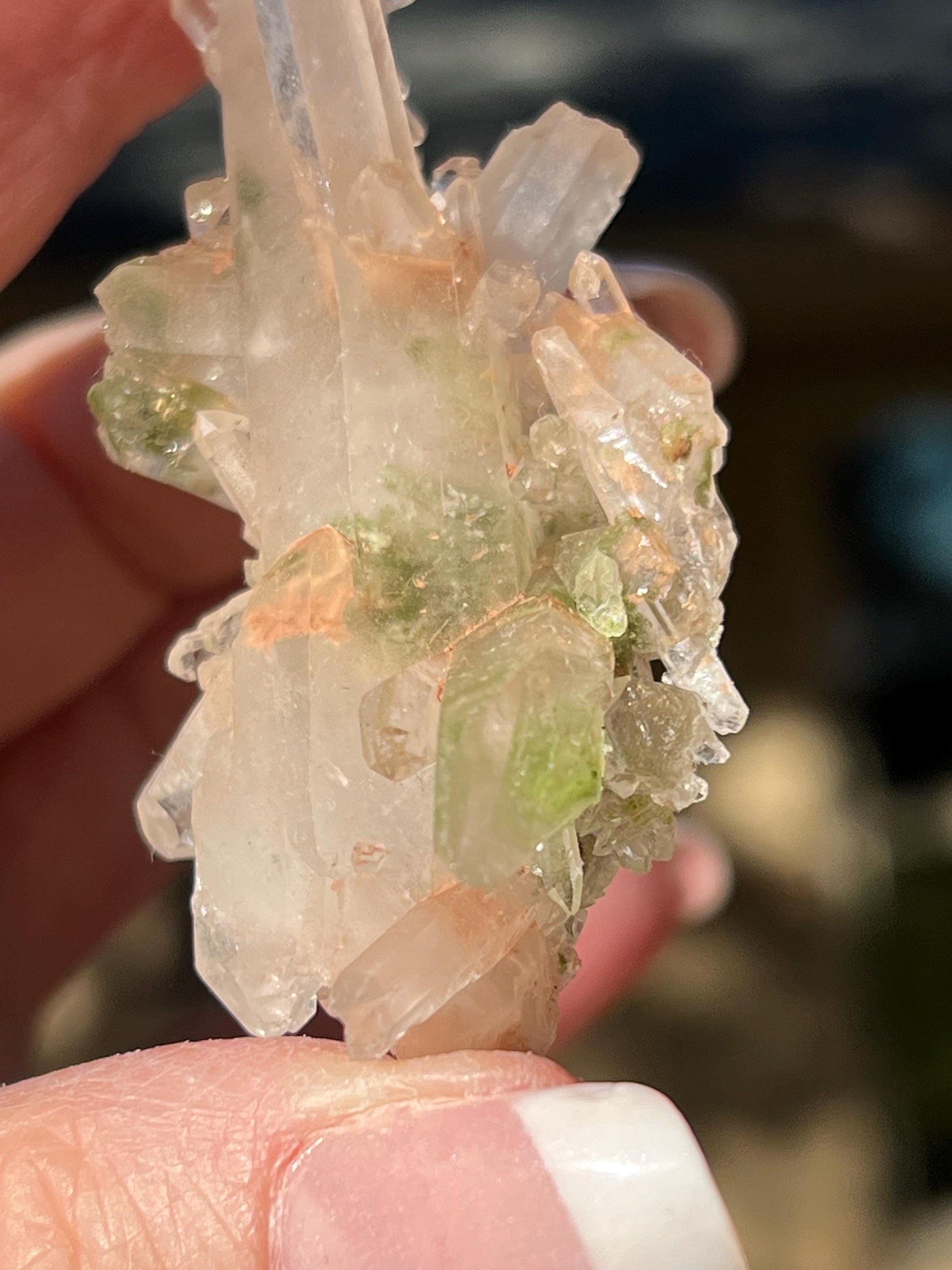 Strawberry Pink Mint Lemurian Fairy Cluster Bed, new, high quality, striations, crystal healing, 3”, hematite, premium