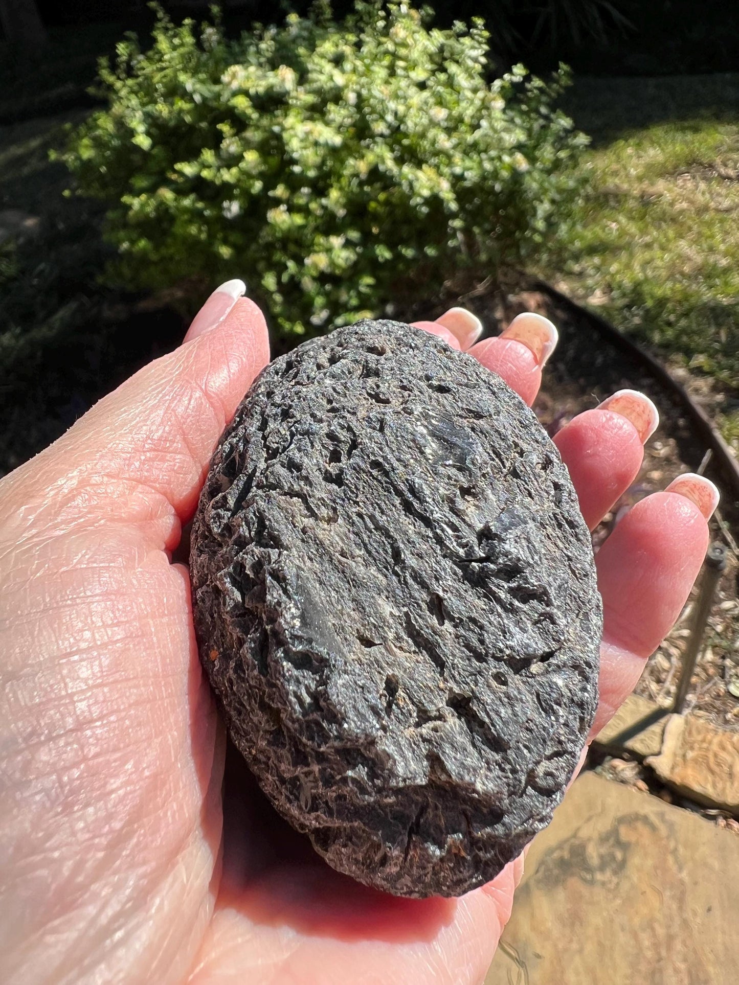 Jumbo Agni Manitite Tektite Palm Stone, Tumbled, 3.25”, new in shop and hand-collected, high vibration crystals