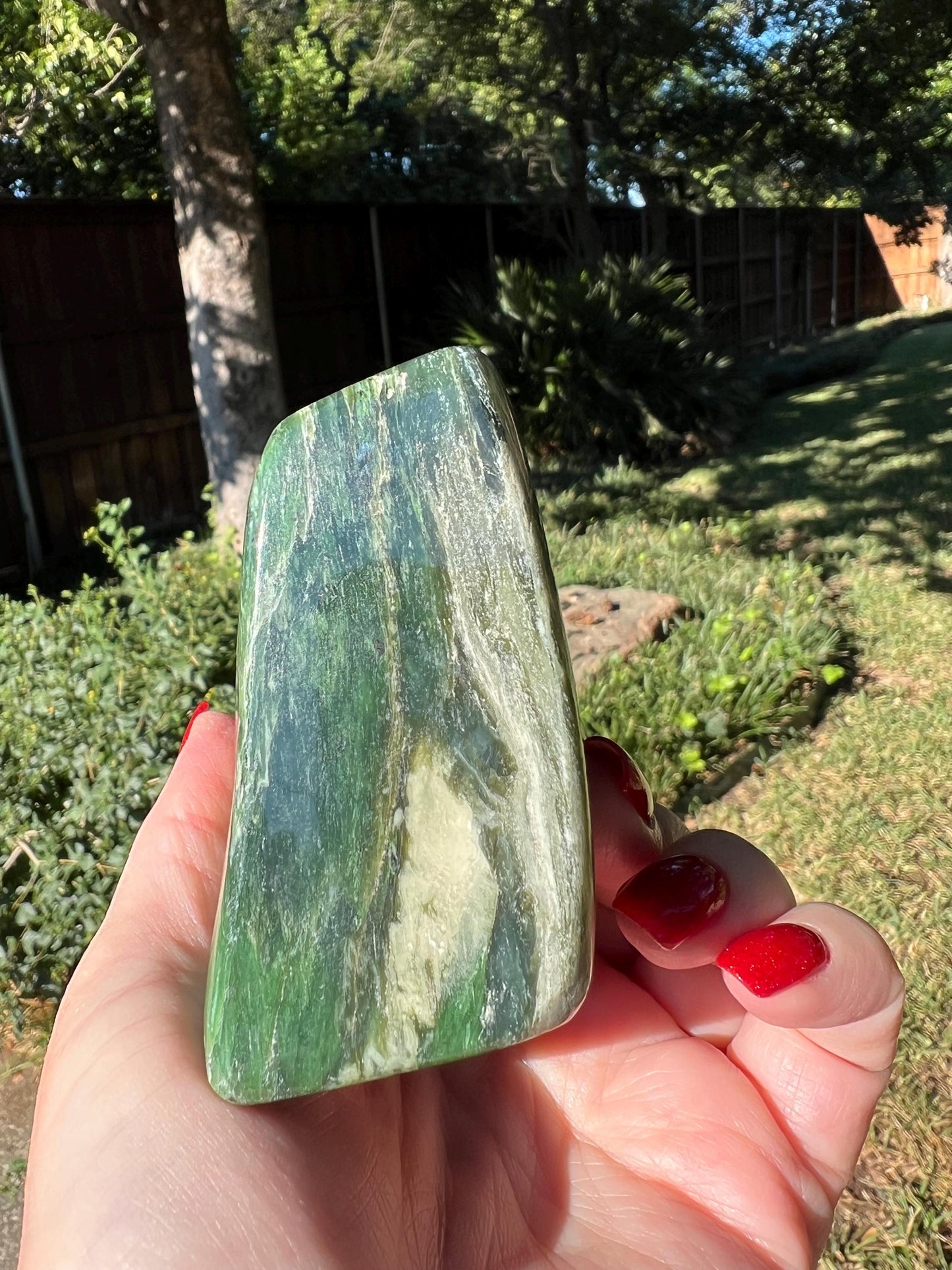 Absolutely gorgeous premium large Nephrite Freeform Statement Piece, 1.4.4 pounds, 3.25”