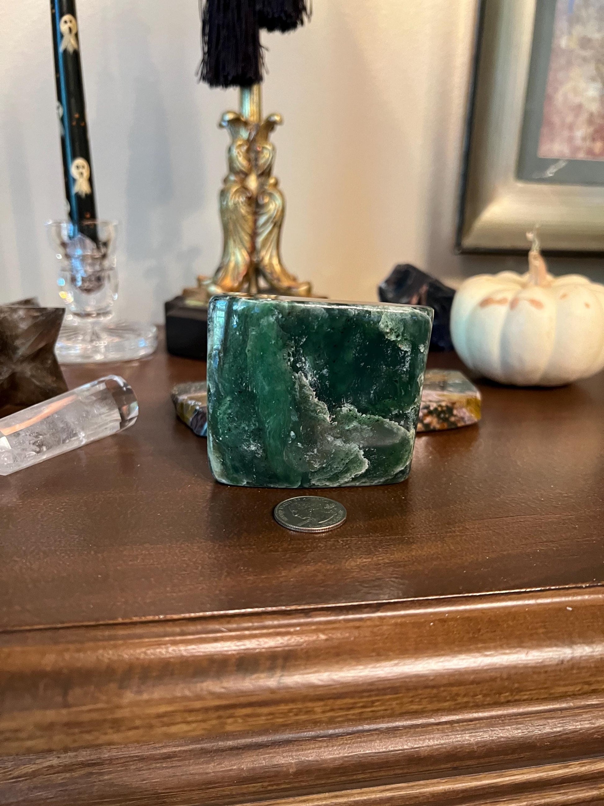 Absolutely gorgeous premium large Nephrite Freeform Statement Piece, 1.4.4 pounds, 3.25”